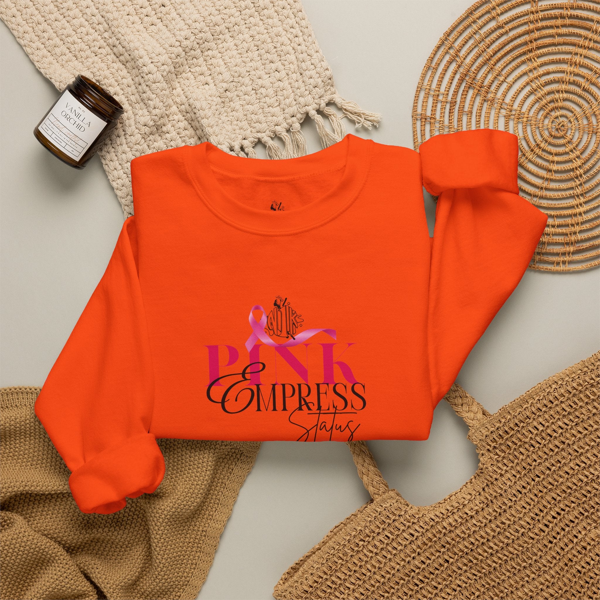 N1K Pink Empress Status Cancer Awareness Crewneck Sweatshirt - Pink Ribbon "PINK" Design