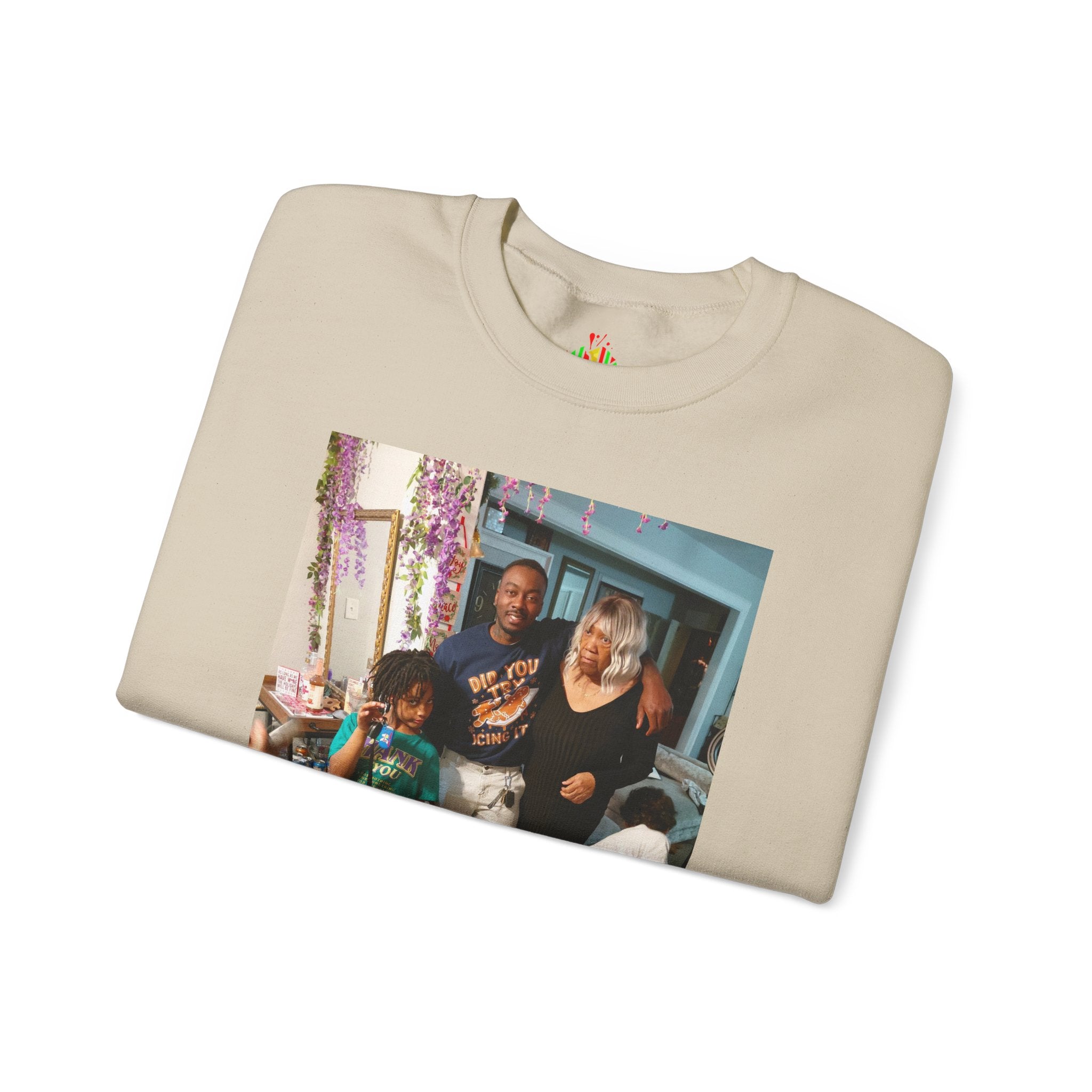Personalized Photo Crewneck Sweatshirt — Custom Photo Front, 'Add Text' Back