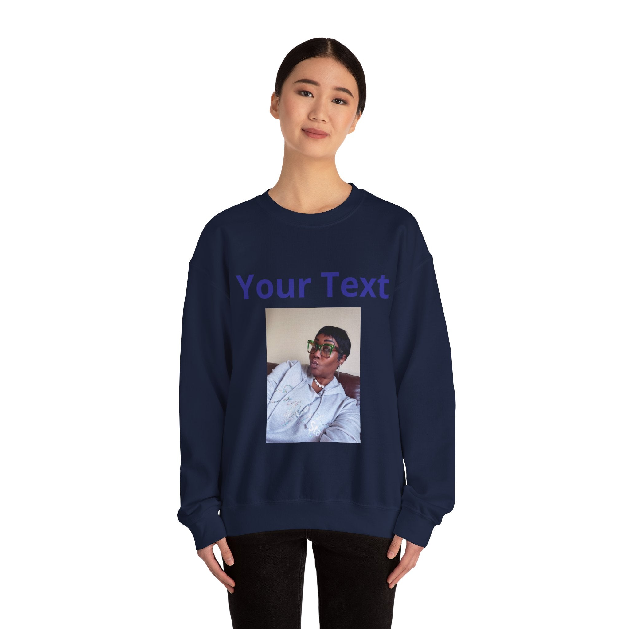 Customizable Front Photo/Text Crewneck Sweatshirt - Unisex Customizable Sweatshirt