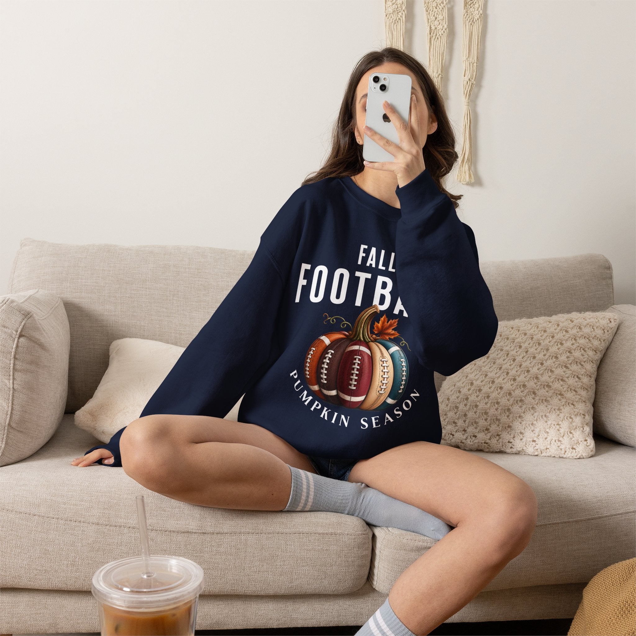 Fall Football Pumpkin Season Crewneck Sweatshirt