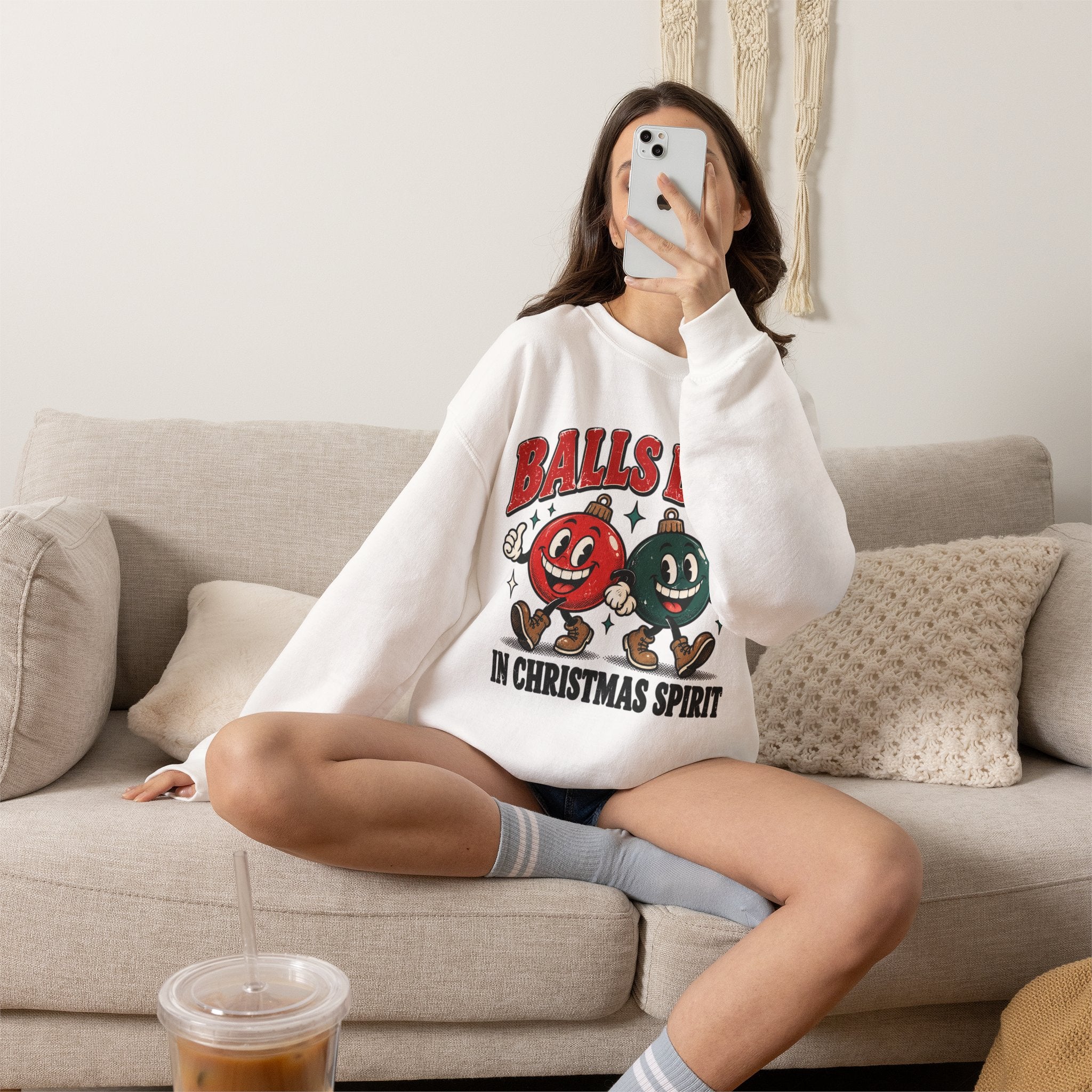 Balls Deep in Christmas Spirit Crewneck Sweatshirt