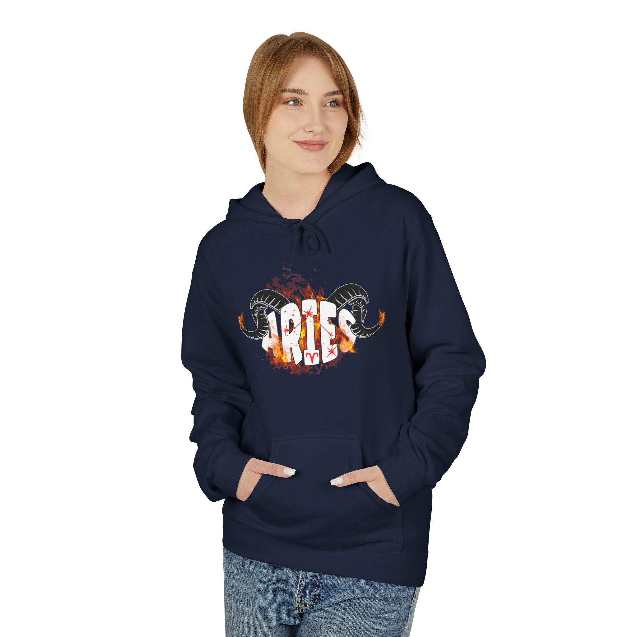Aries Ram on fire Hoodie — Unisex Zodiac Astrology Hoodie with 'Aries' Design