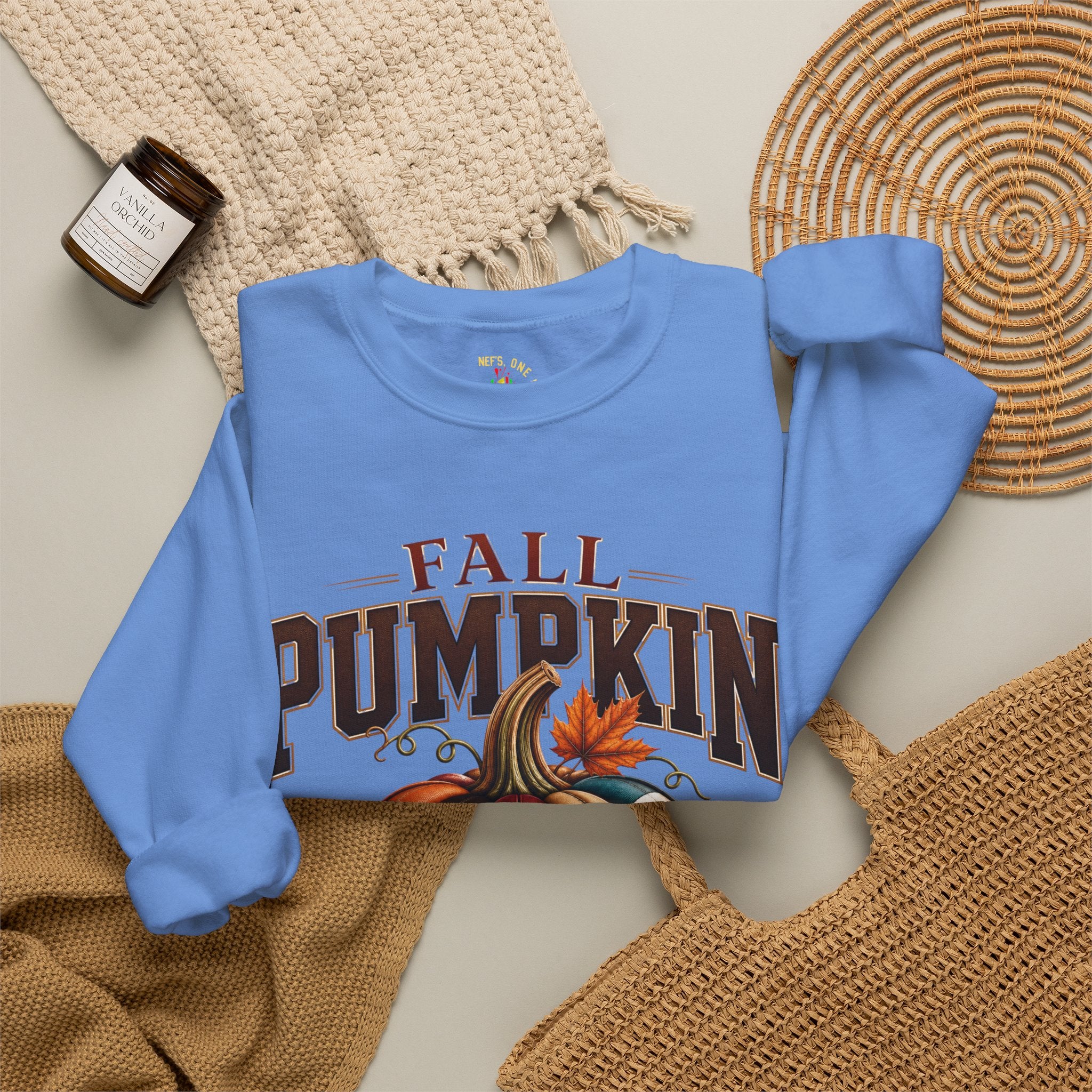 Fall Pumpkin Football Season Crewneck Sweatshirt