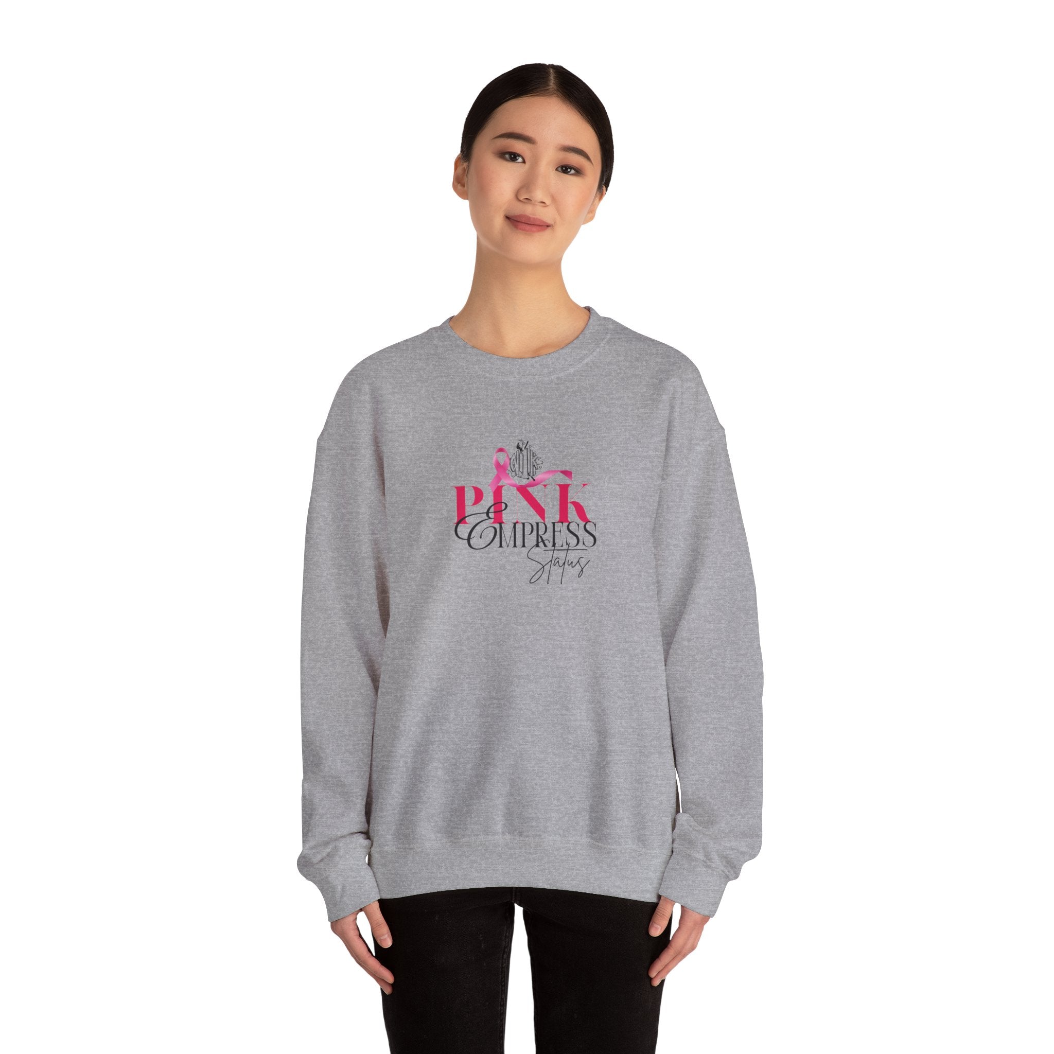 N1K Pink Empress Status Cancer Awareness Crewneck Sweatshirt - Pink Ribbon "PINK" Design