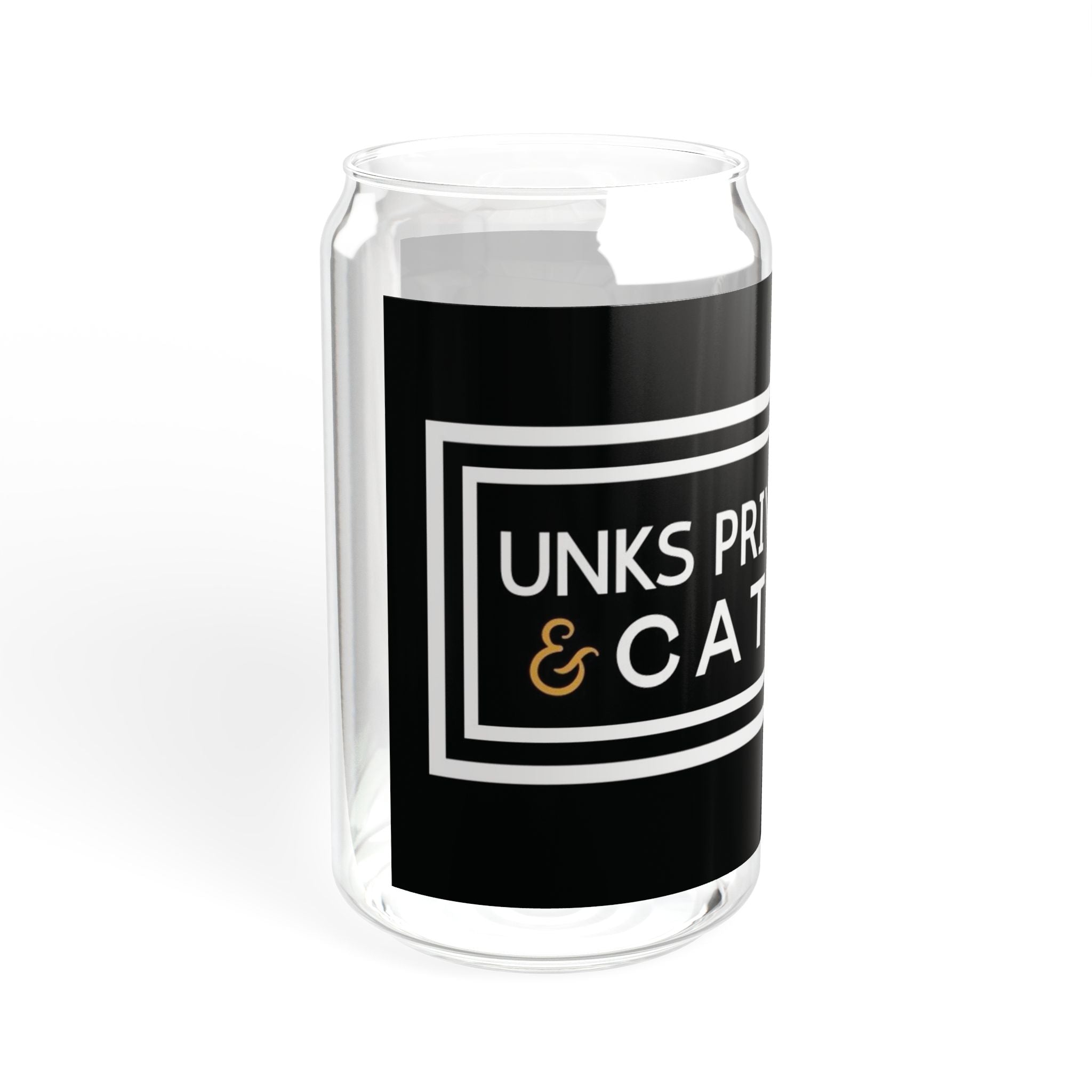 Unks Catering Custom Sipper Glass, 16oz | Retro Glass Drinkware, Cute Water Cup, Eco-Friendly Beverage Container, Ideal Gift for Friends, Summer Fun