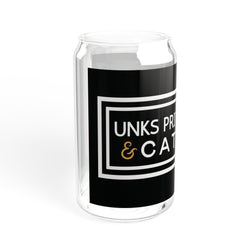 Unks Catering Custom Sipper Glass, 16oz | Retro Glass Drinkware, Cute Water Cup, Eco-Friendly Beverage Container, Ideal Gift for Friends, Summer Fun