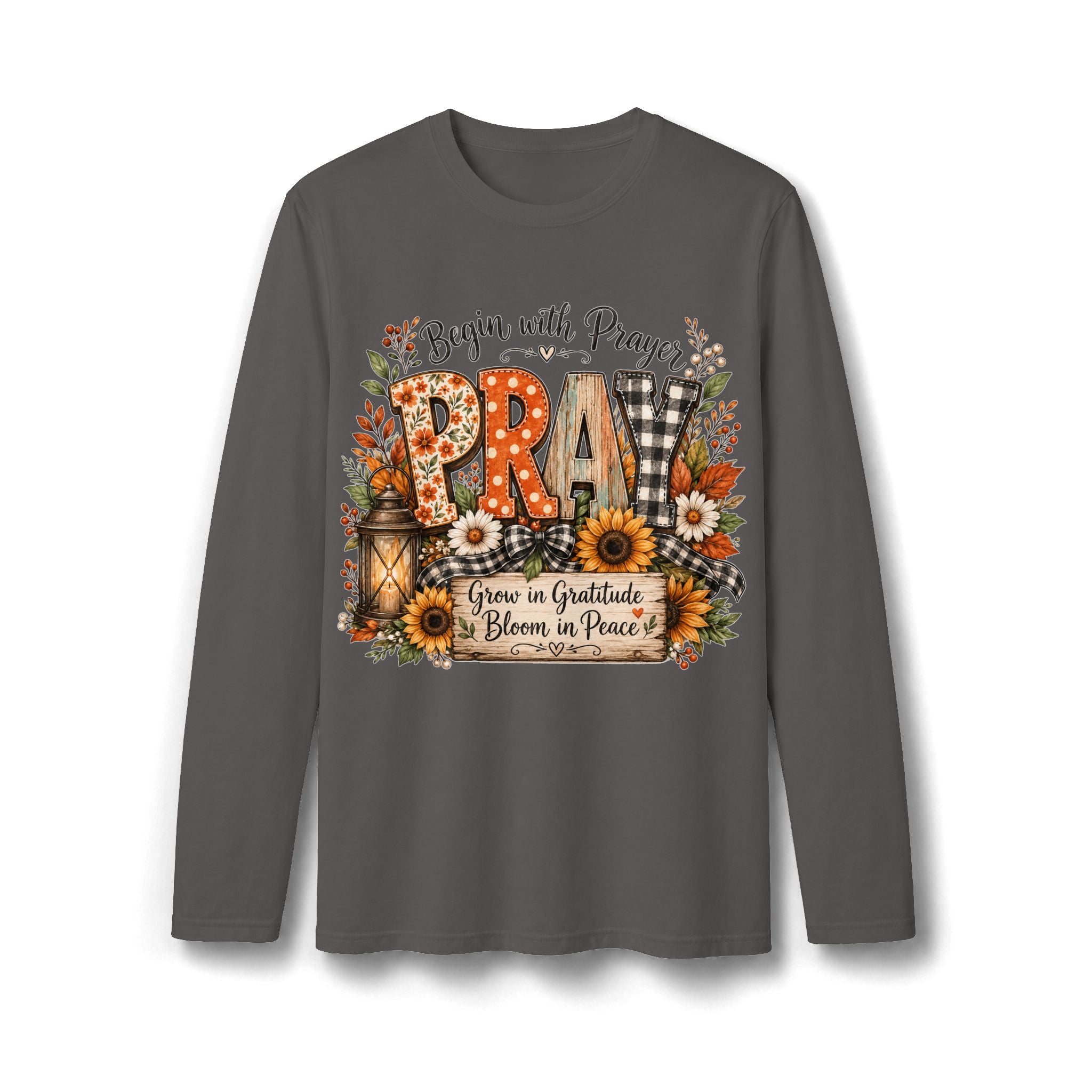 Pray Grow in Gratitude Long Sleeve T-Shirt