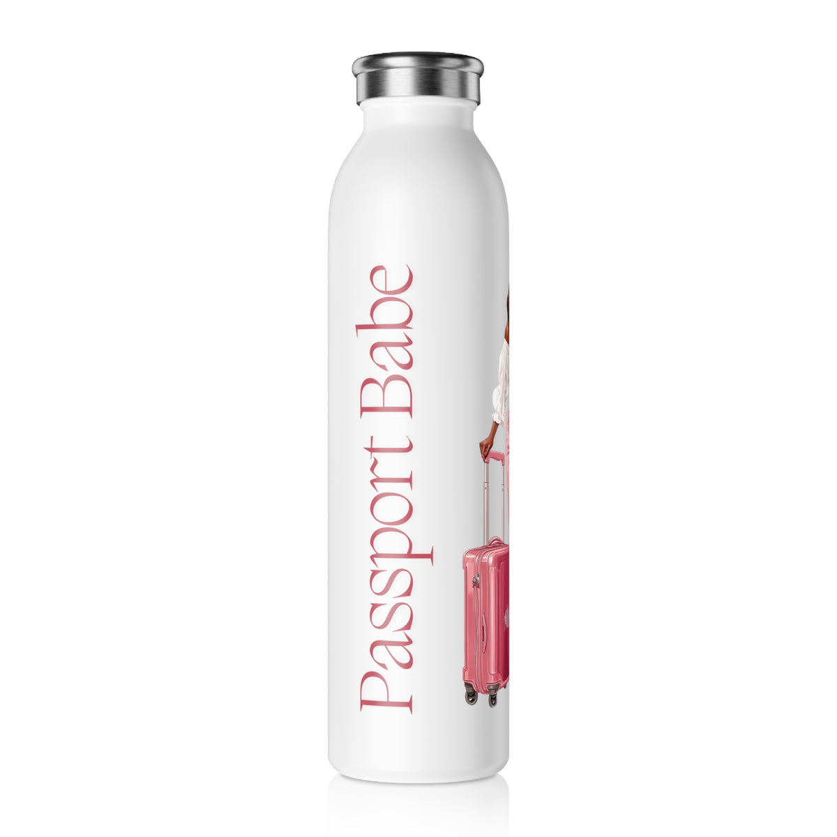Passport Babe Customzable Glitter Skinny Tumbler with Straw, 20oz.