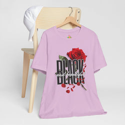 Black and Beautiful Unisex Tee, Floral Graphic Tee, Trendy T-Shirt, Gift for Her, Everyday Wear, Casual Style