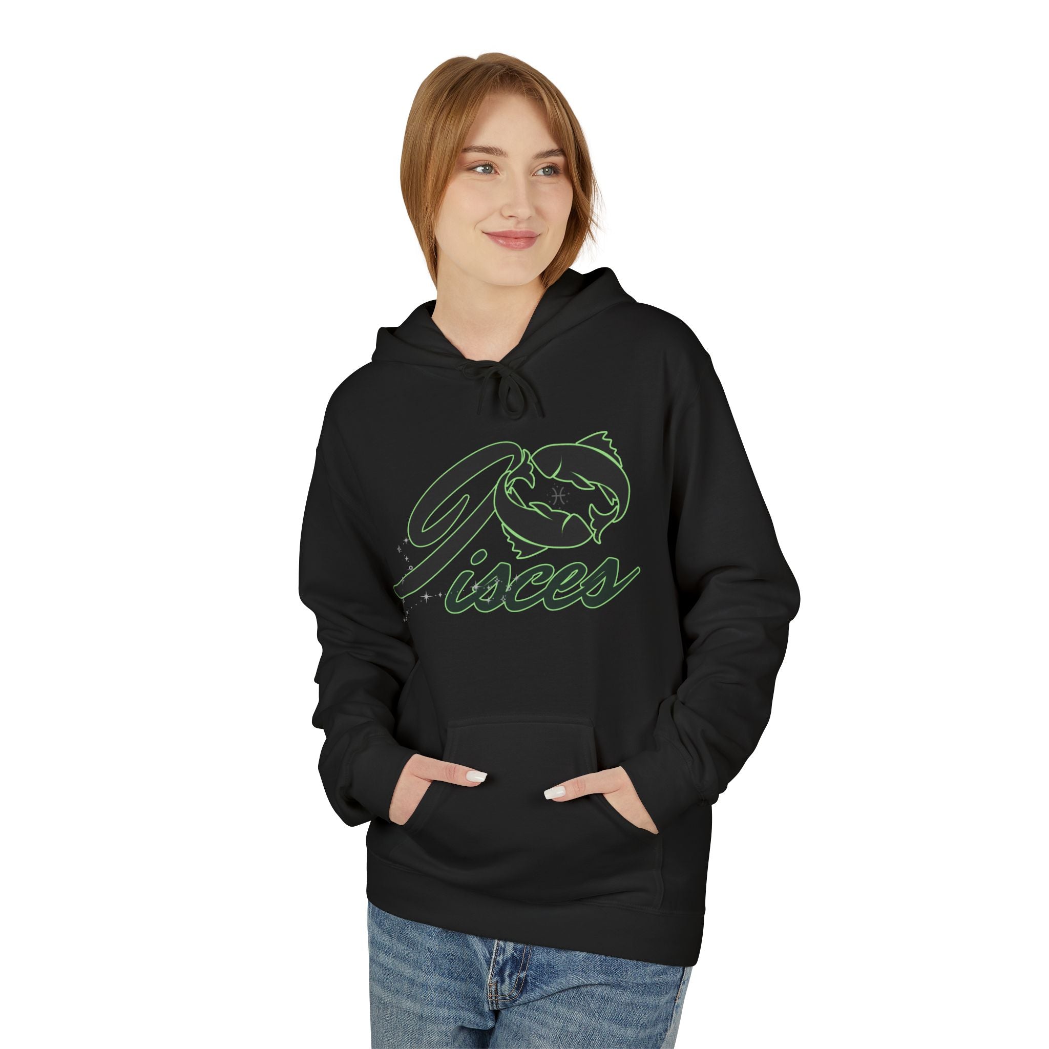 Pisces Zodiac Hoodie — Astrological Sign Hoodie with Fish Script Design