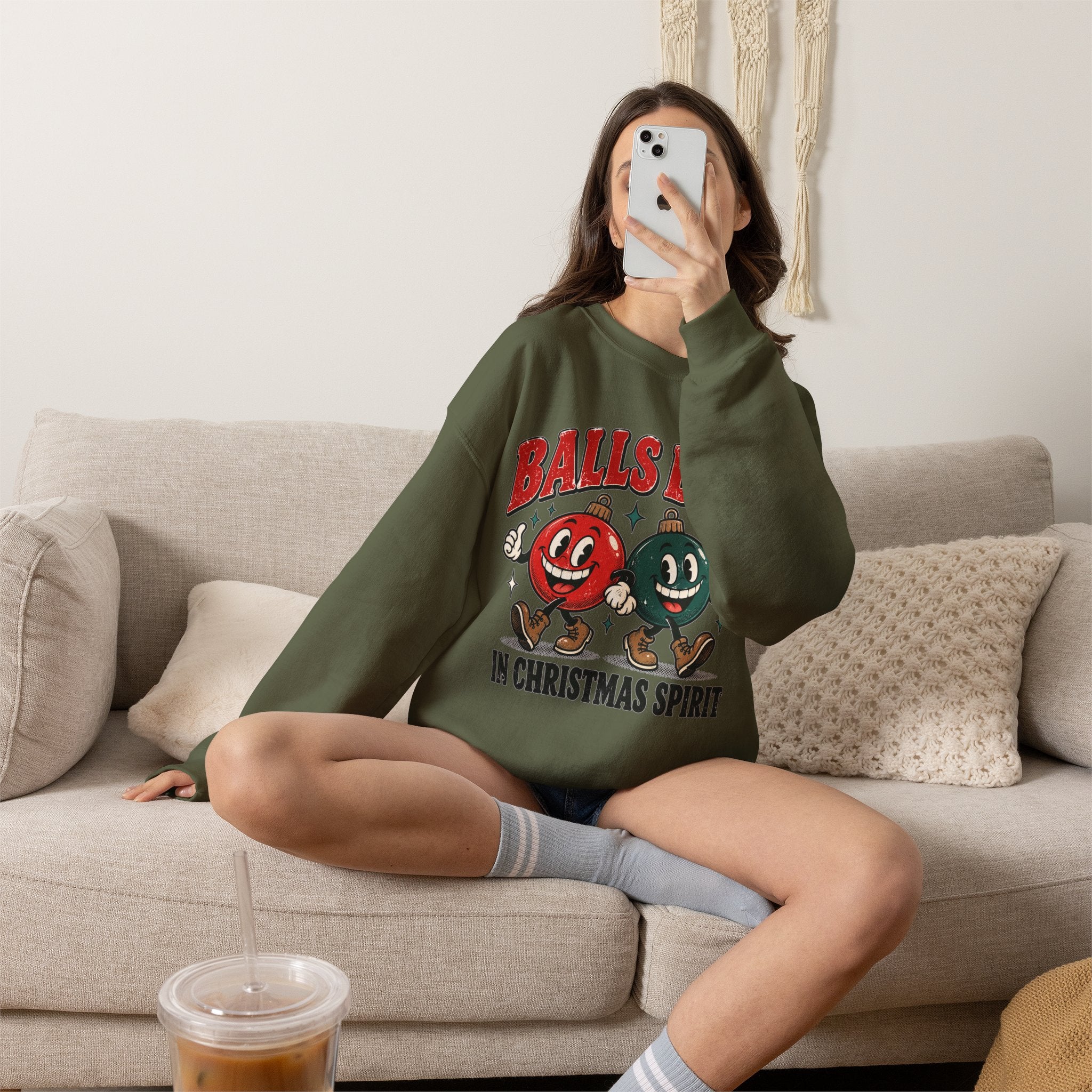 Balls Deep in Christmas Spirit Crewneck Sweatshirt