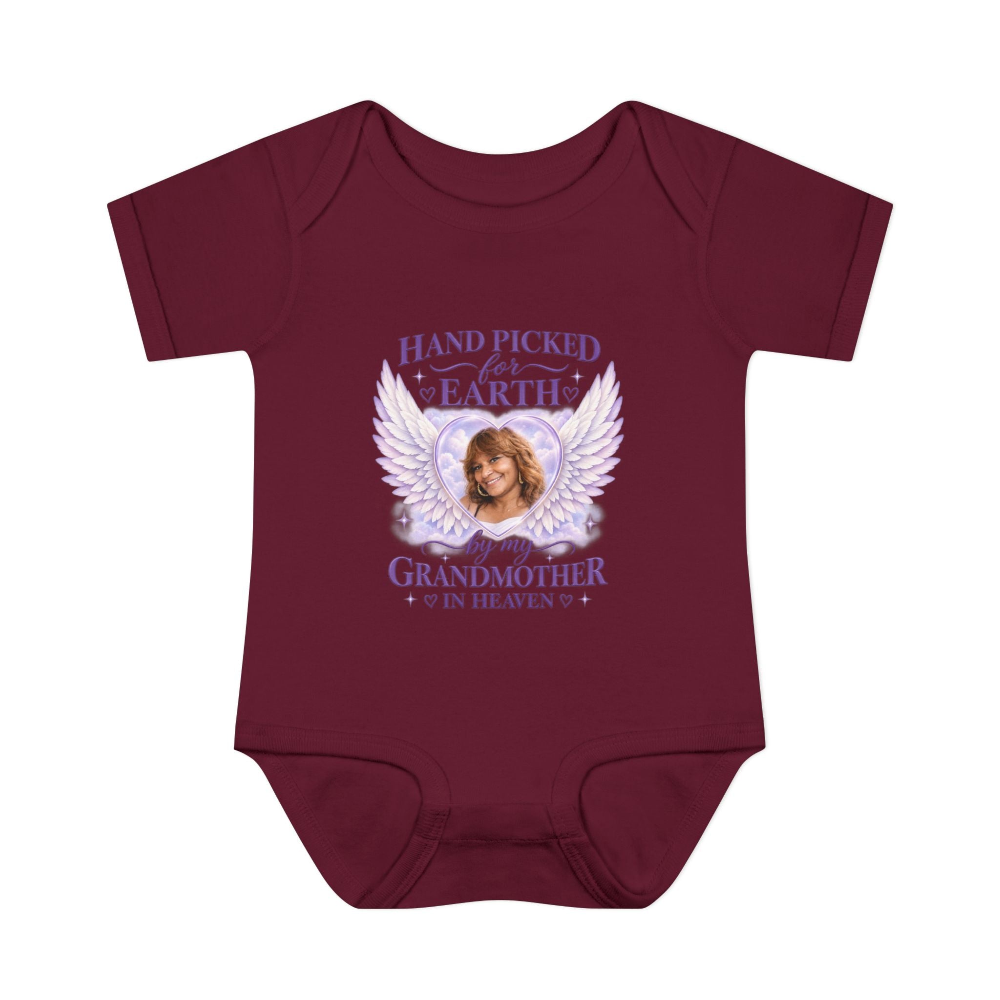 Mariah Infant Another Customized Smile Bodysuit "Handpicked for Earth by My Grandma in Heaven" – Memorial Baby Onesie