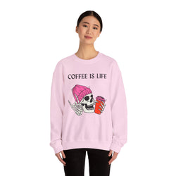 Skeleton Coffee Is Life Unisex Heavy Blend™ Crewneck Sweatshirt