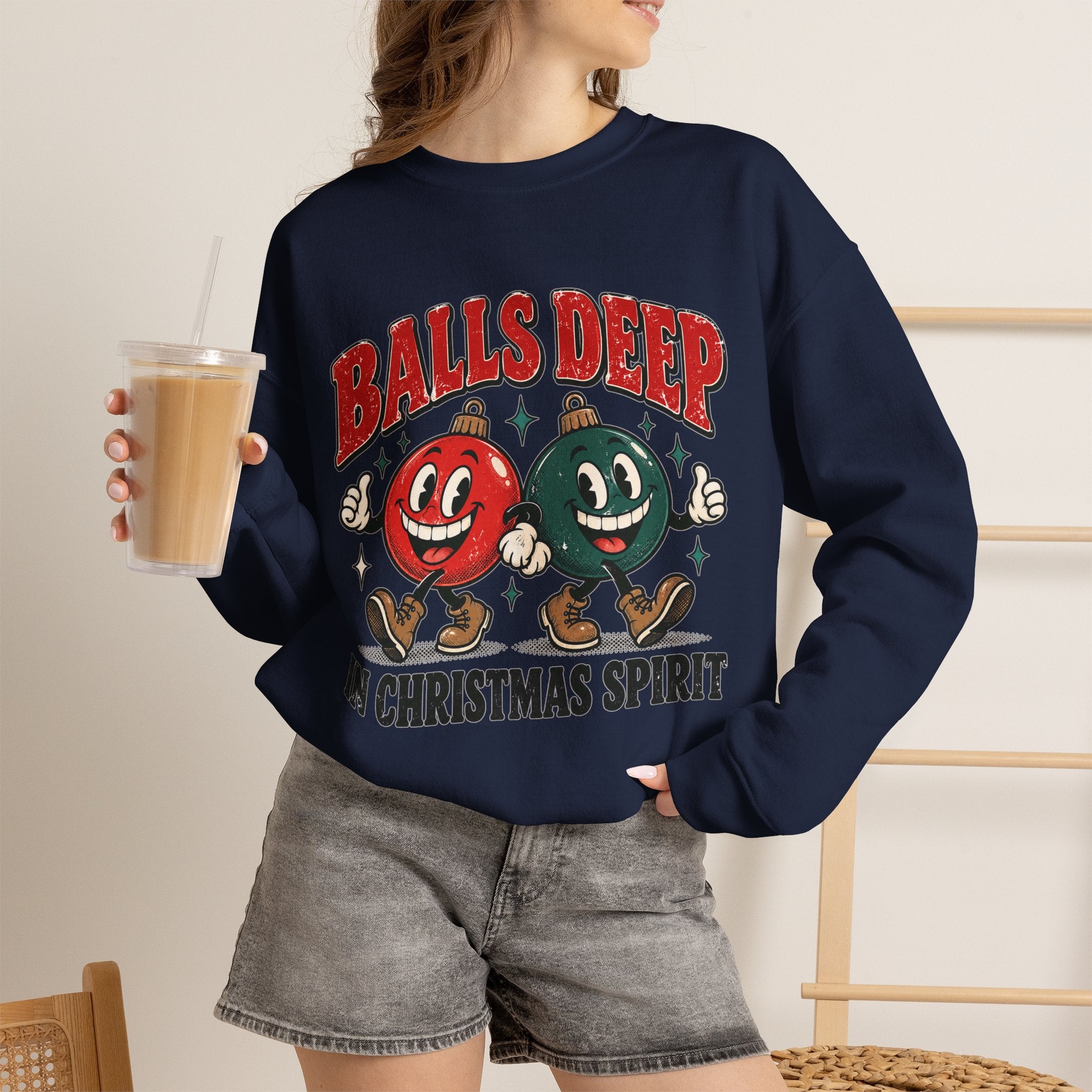 Balls Deep in Christmas Spirit Crewneck Sweatshirt
