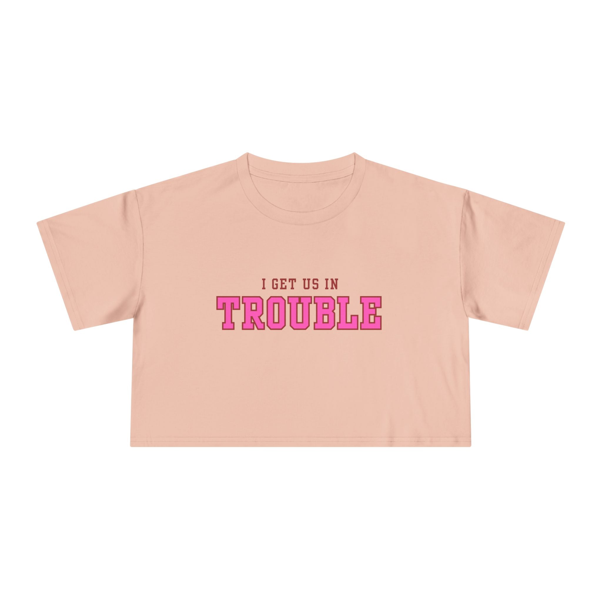 Trouble Maker Women's Crop Tee, Funny Quote Shirt, Casual Summer Top, Gift for Her, Trendy Graphic Tee