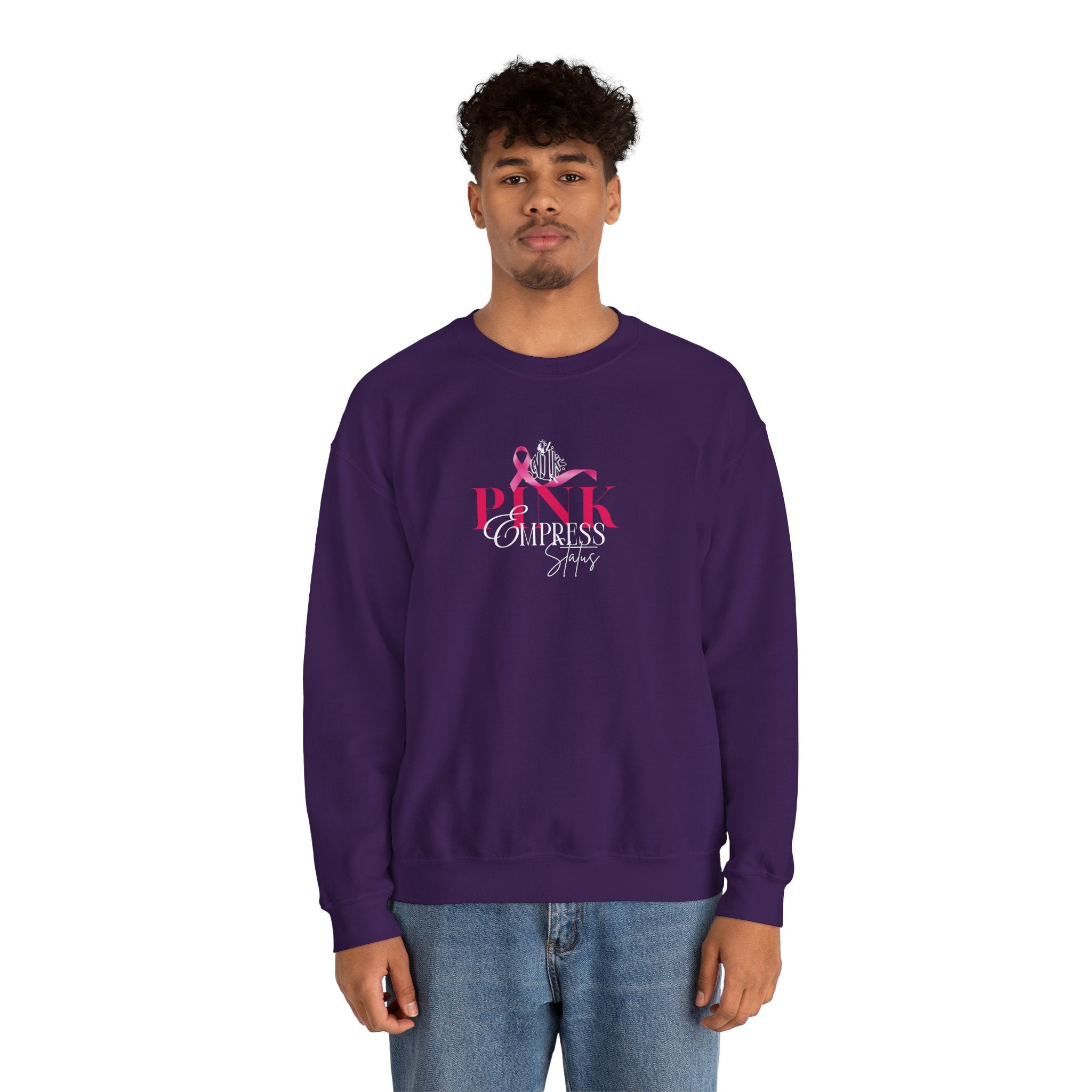 N1K Pink Empress Status Cancer Awareness Crewneck Sweatshirt - Pink Ribbon "PINK" Design