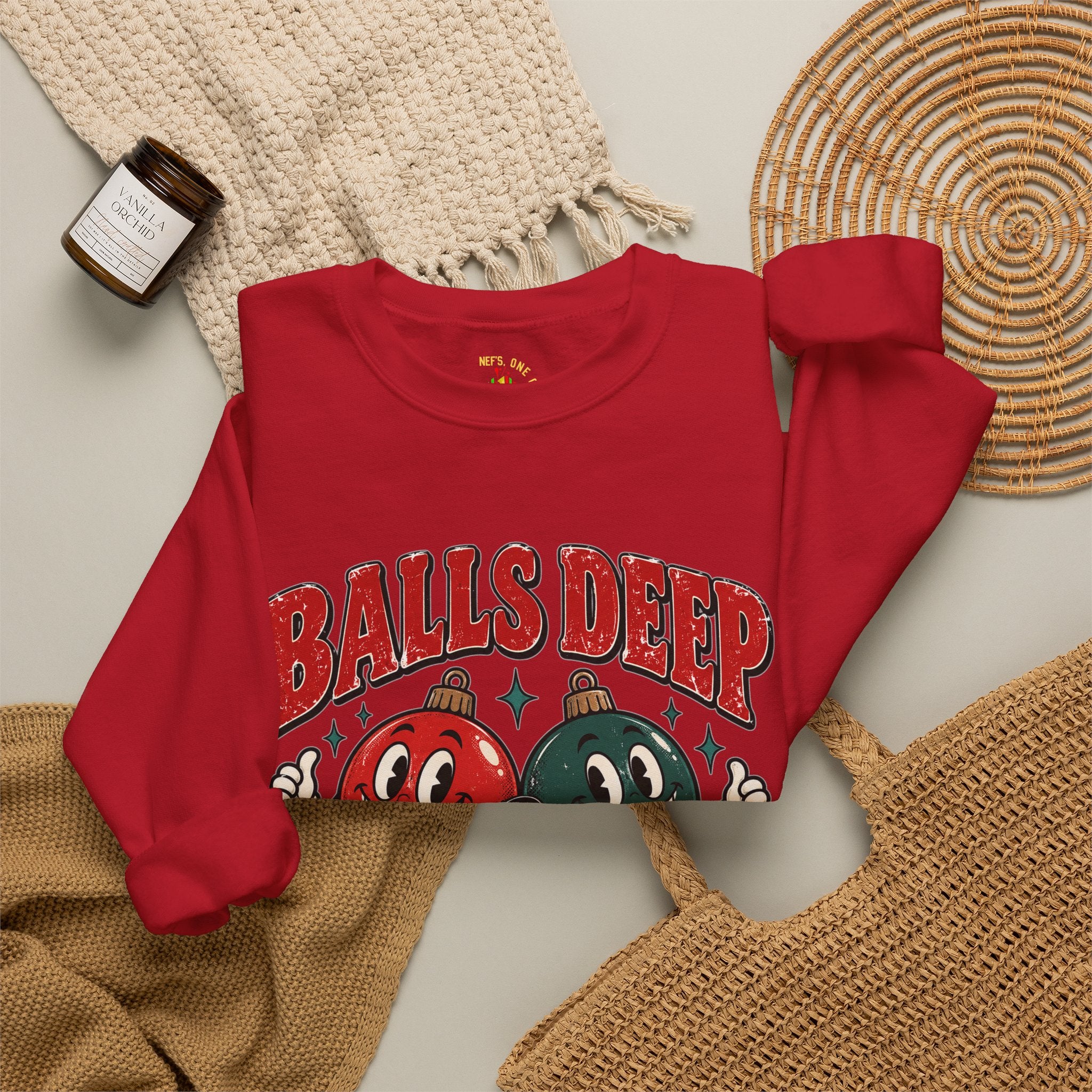 Balls Deep in Christmas Spirit Crewneck Sweatshirt