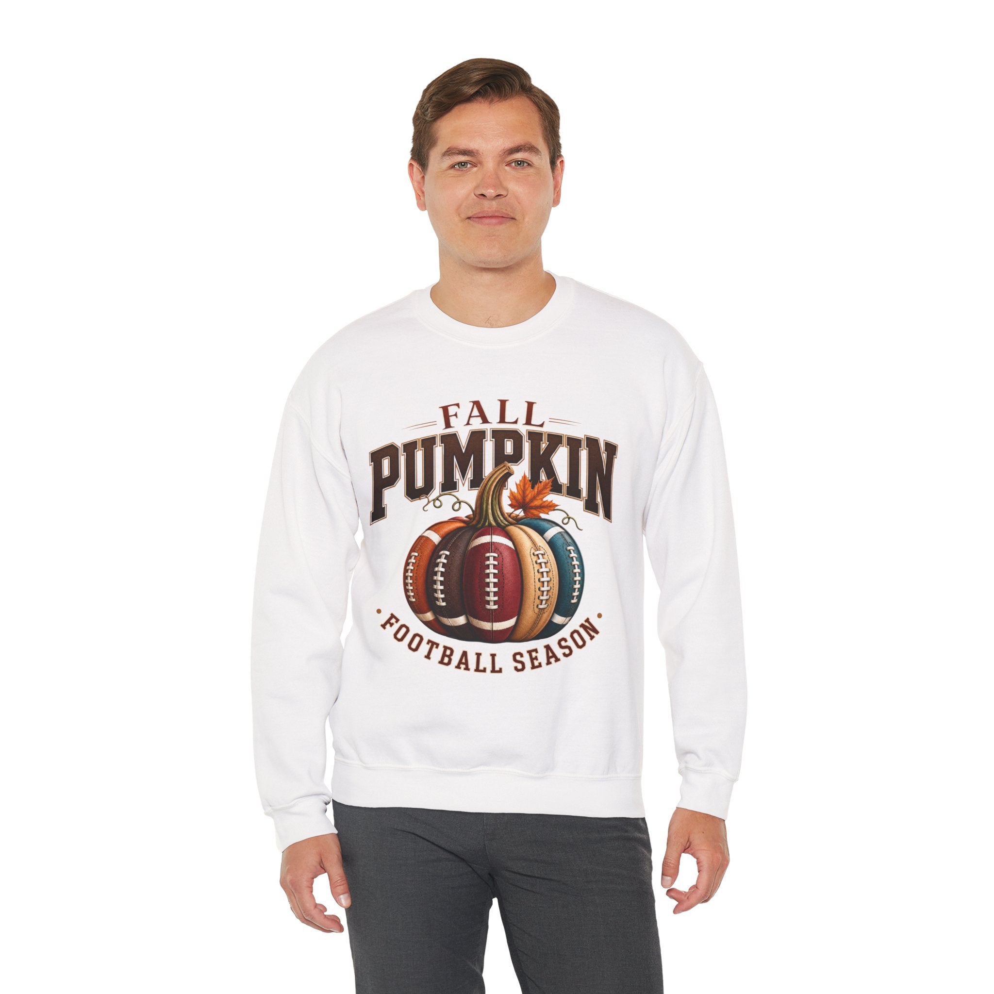 Fall Pumpkin Football Season Crewneck Sweatshirt