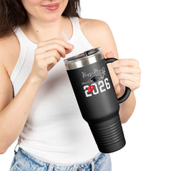2026 Insulated Travel Mug, 40oz, Stylish Drinkware for On-the-Go, Ideal for Graduations, Hot & Cold Beverages, Outdoor Adventures