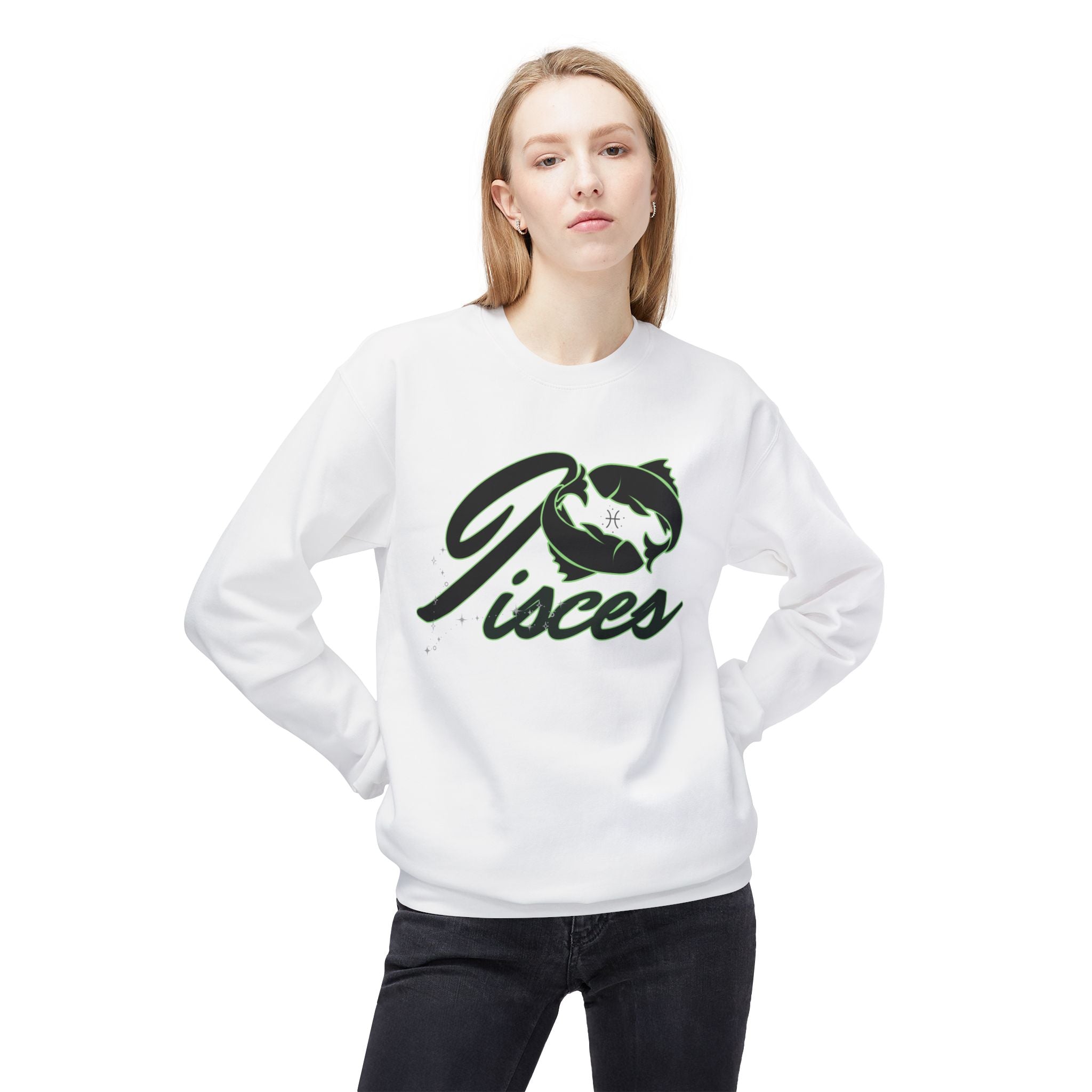 Pisces Zodiac Crewneck Sweatshirt — Astrological Fish Graphic