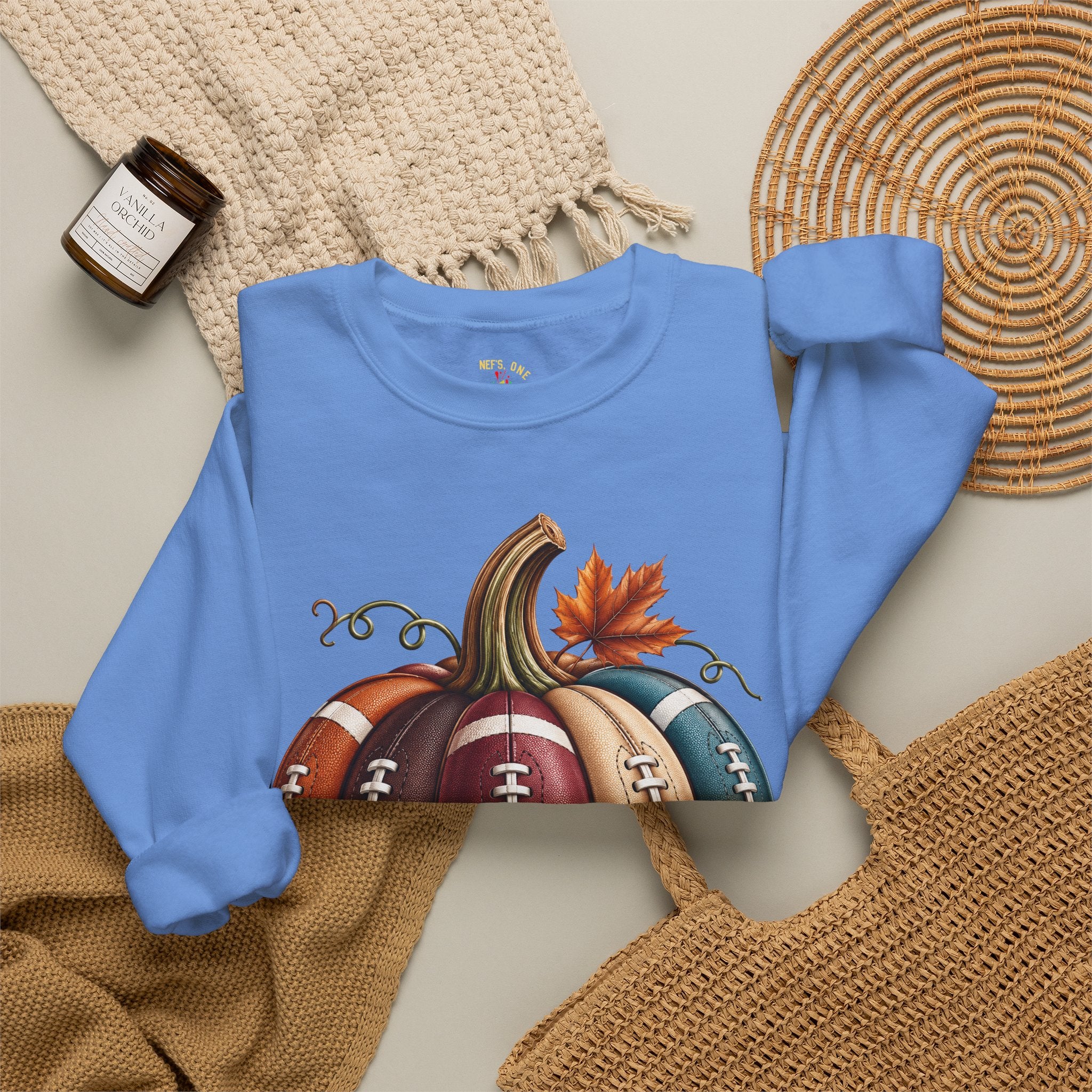 Fall Football Pumpkin Crewneck Sweatshirt