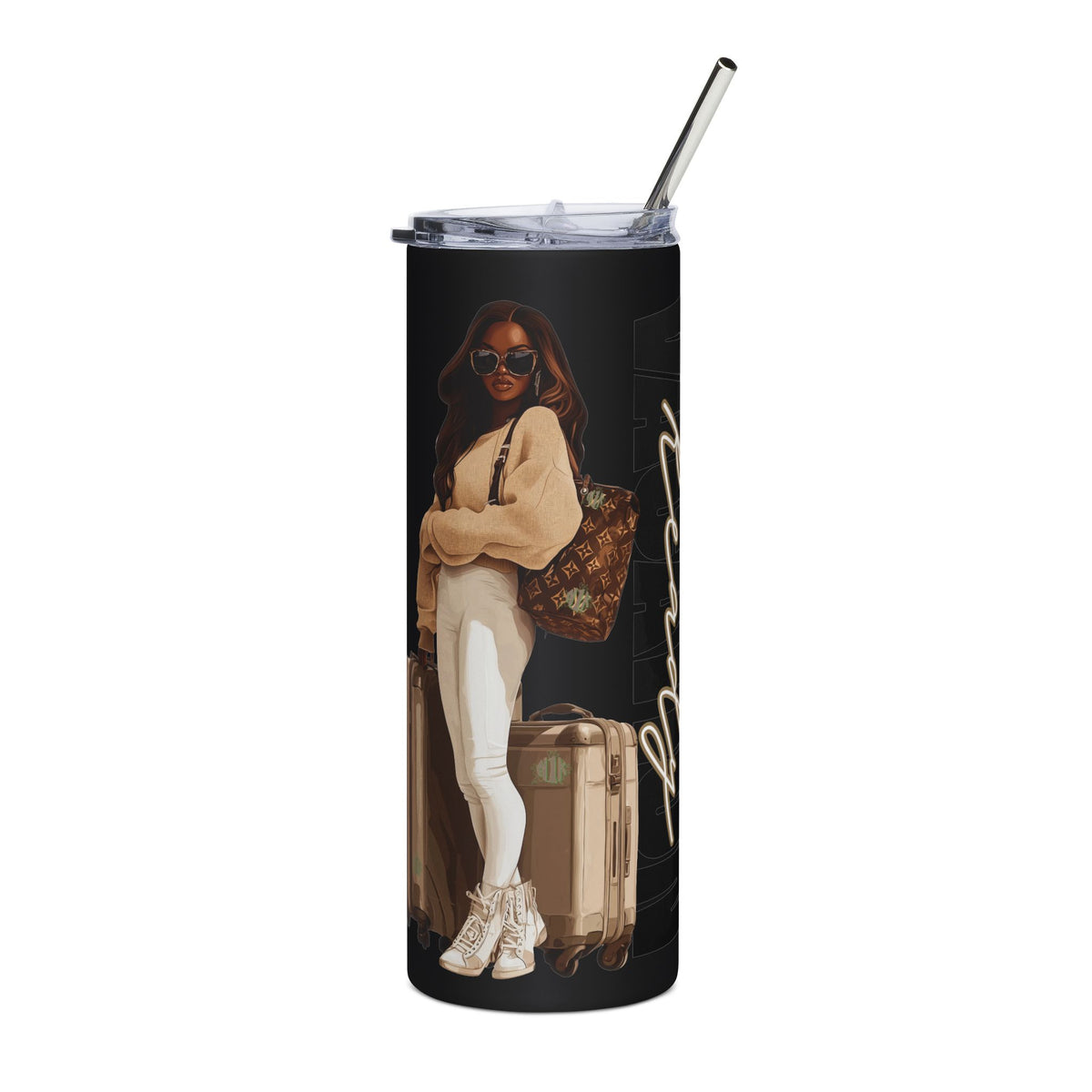 Vacation She Ready Customizable Skinny Tumbler with Straw, 20oz
