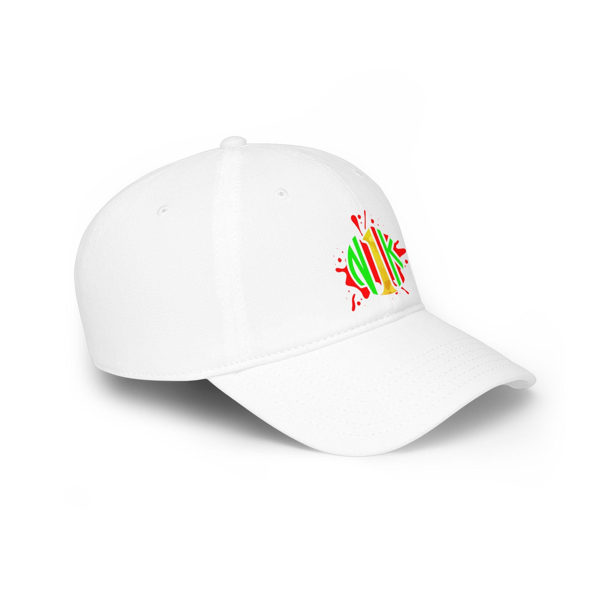 Custom Logo Low Profile Baseball Cap — Retro Splash Embroidered Logo