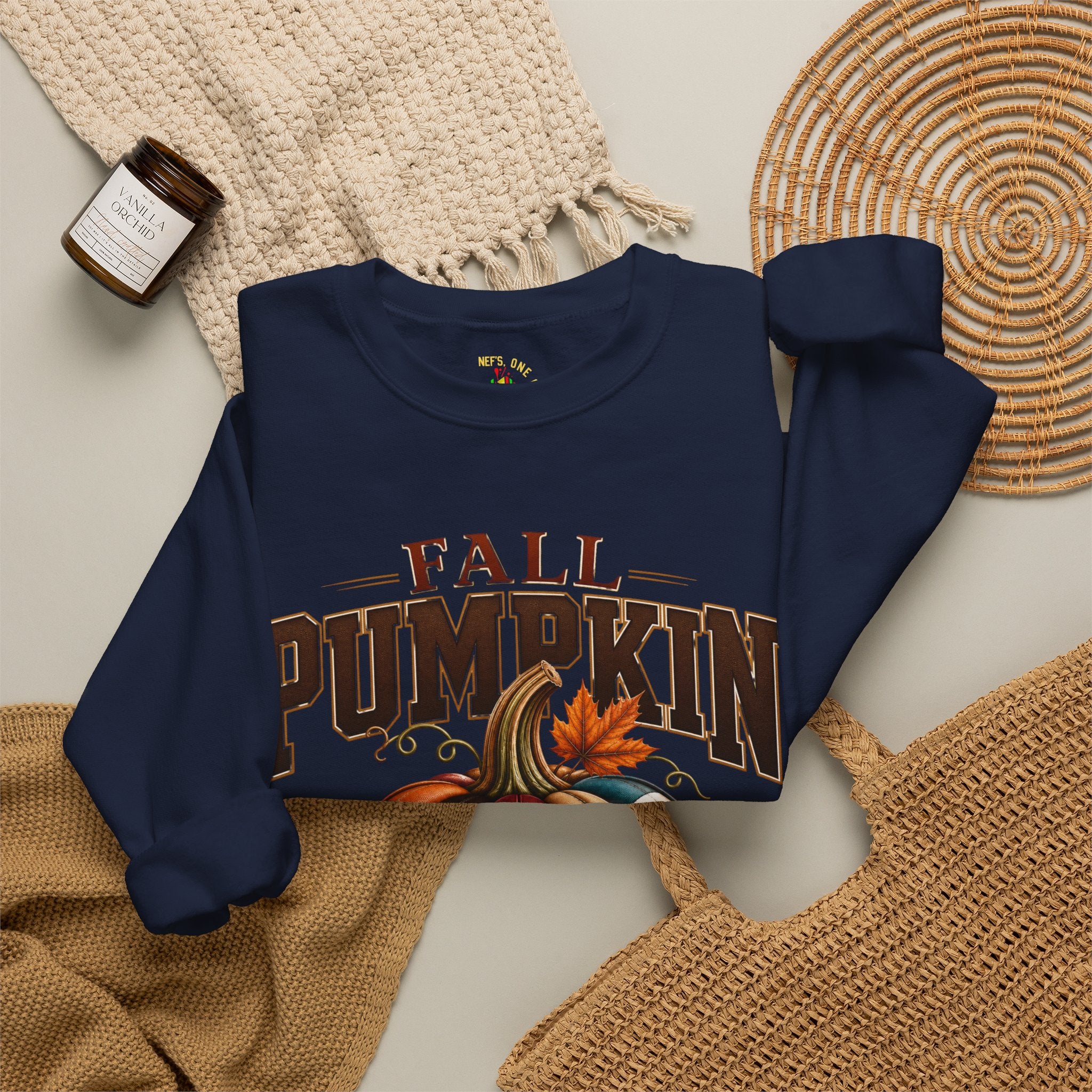 Fall Pumpkin Football Season Crewneck Sweatshirt