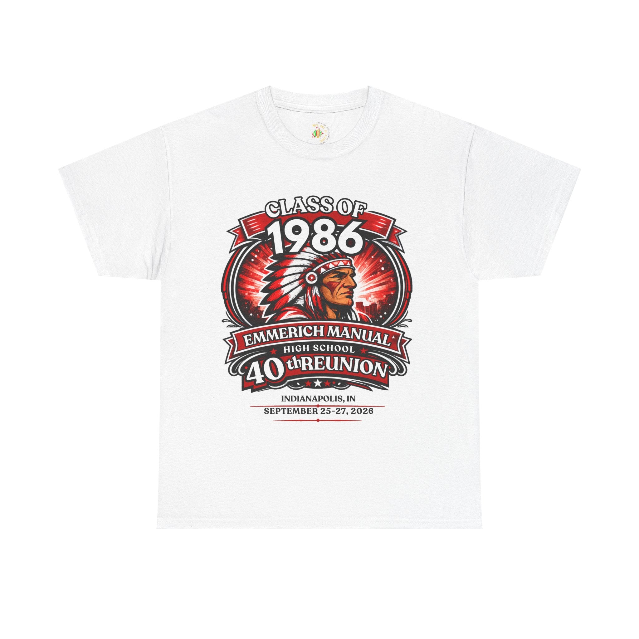 Upn to 5X Class of 1986 40th Reunion T-Shirt — Emmerich Manual High School Alumni Tee - Another Customized Smile