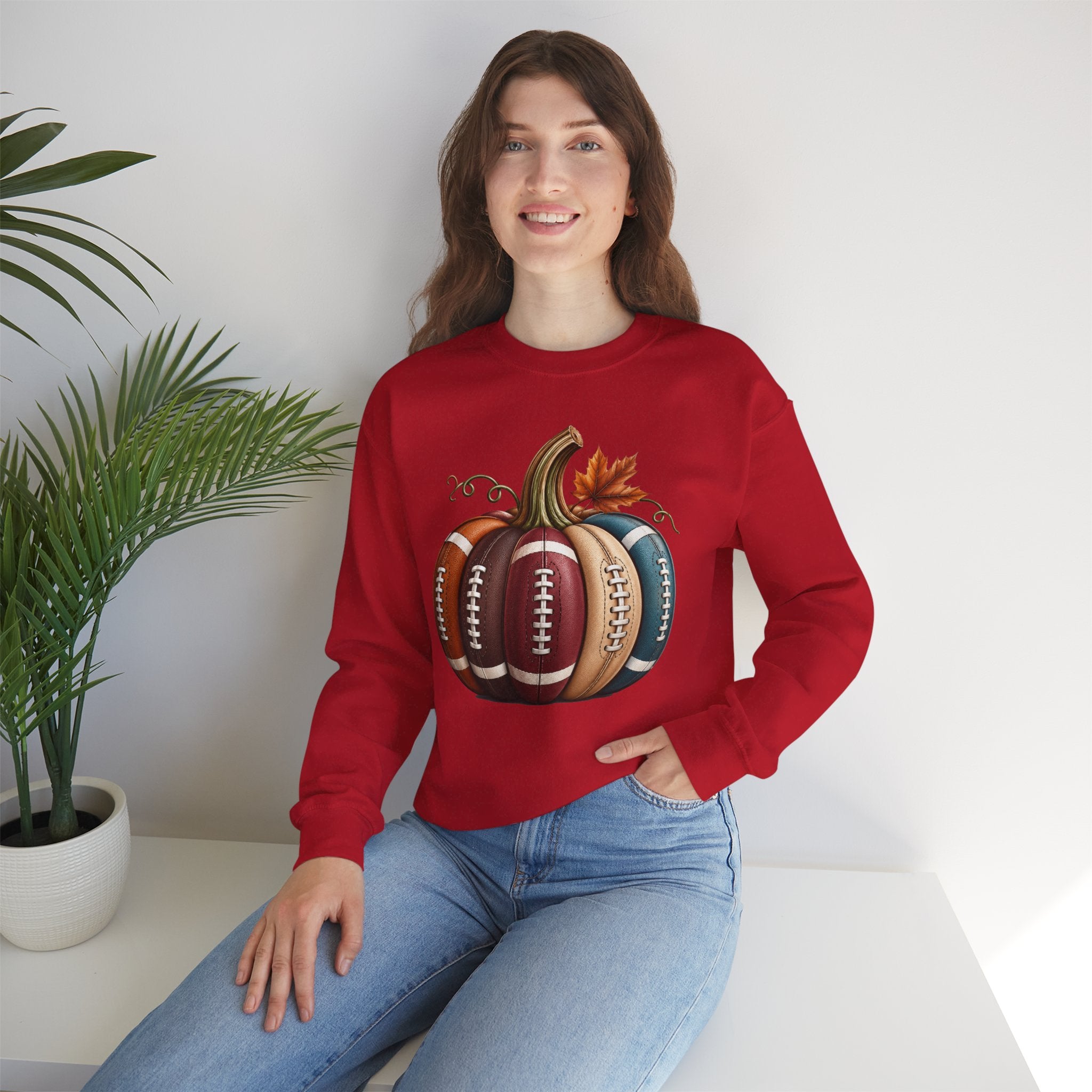 Fall Football Pumpkin Crewneck Sweatshirt