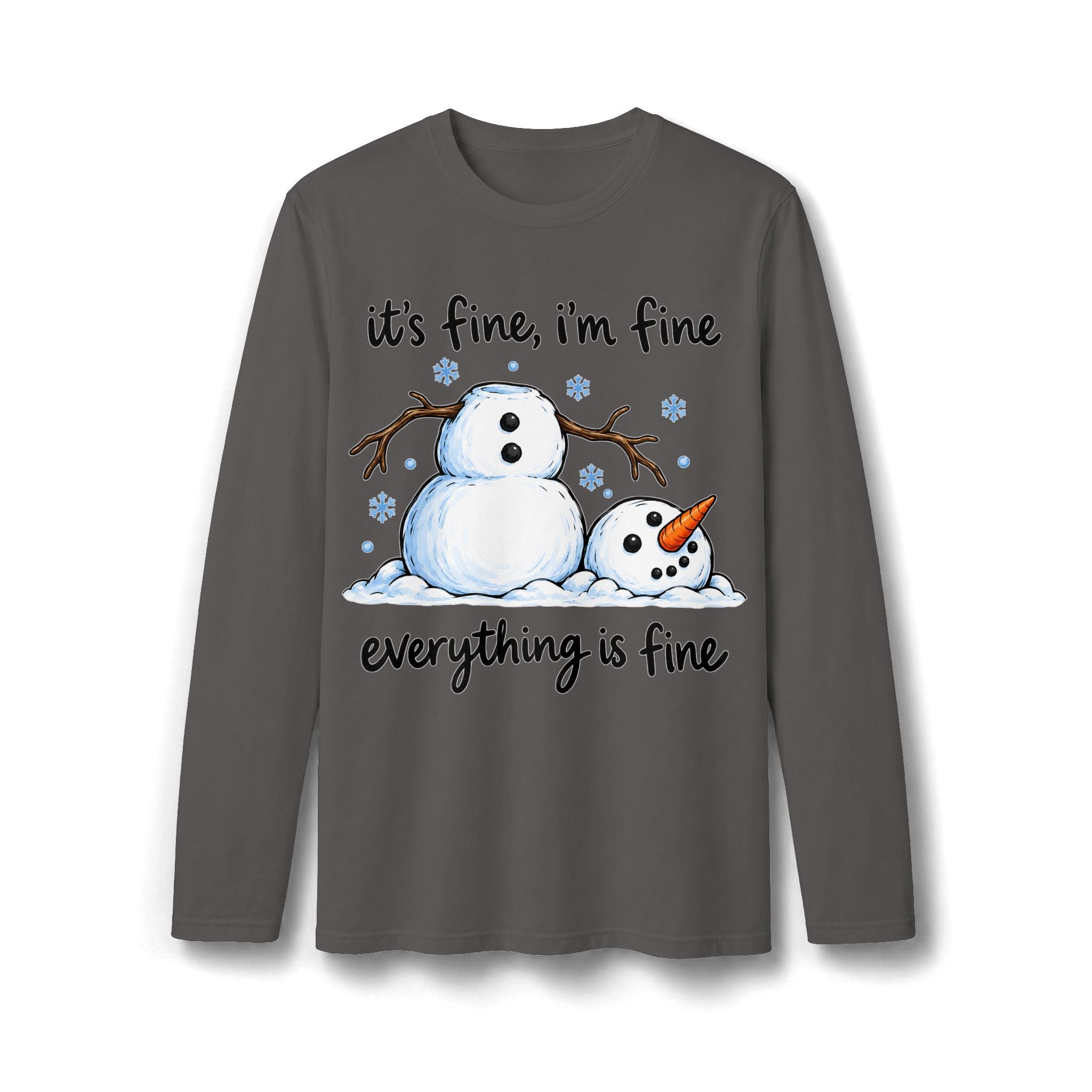 Everything Is Fine Snowman Christmas Long Sleeve T-Shirt