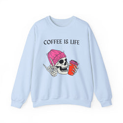 Skeleton Coffee Is Life Unisex Heavy Blend™ Crewneck Sweatshirt