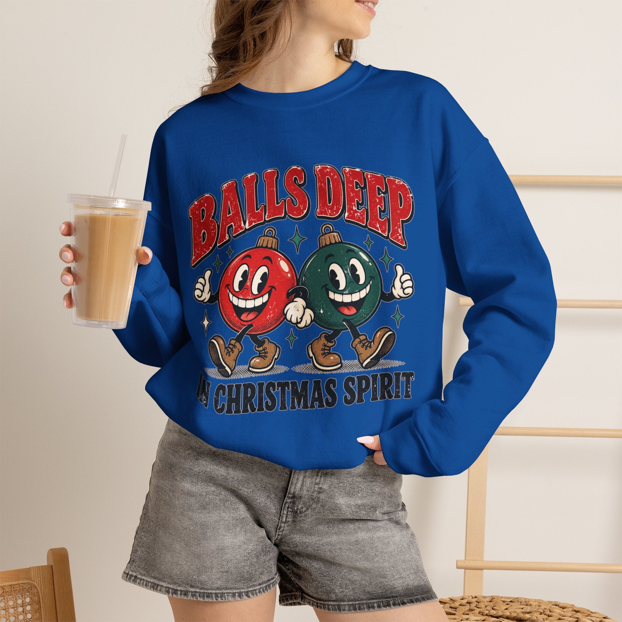Balls Deep in Christmas Spirit Crewneck Sweatshirt