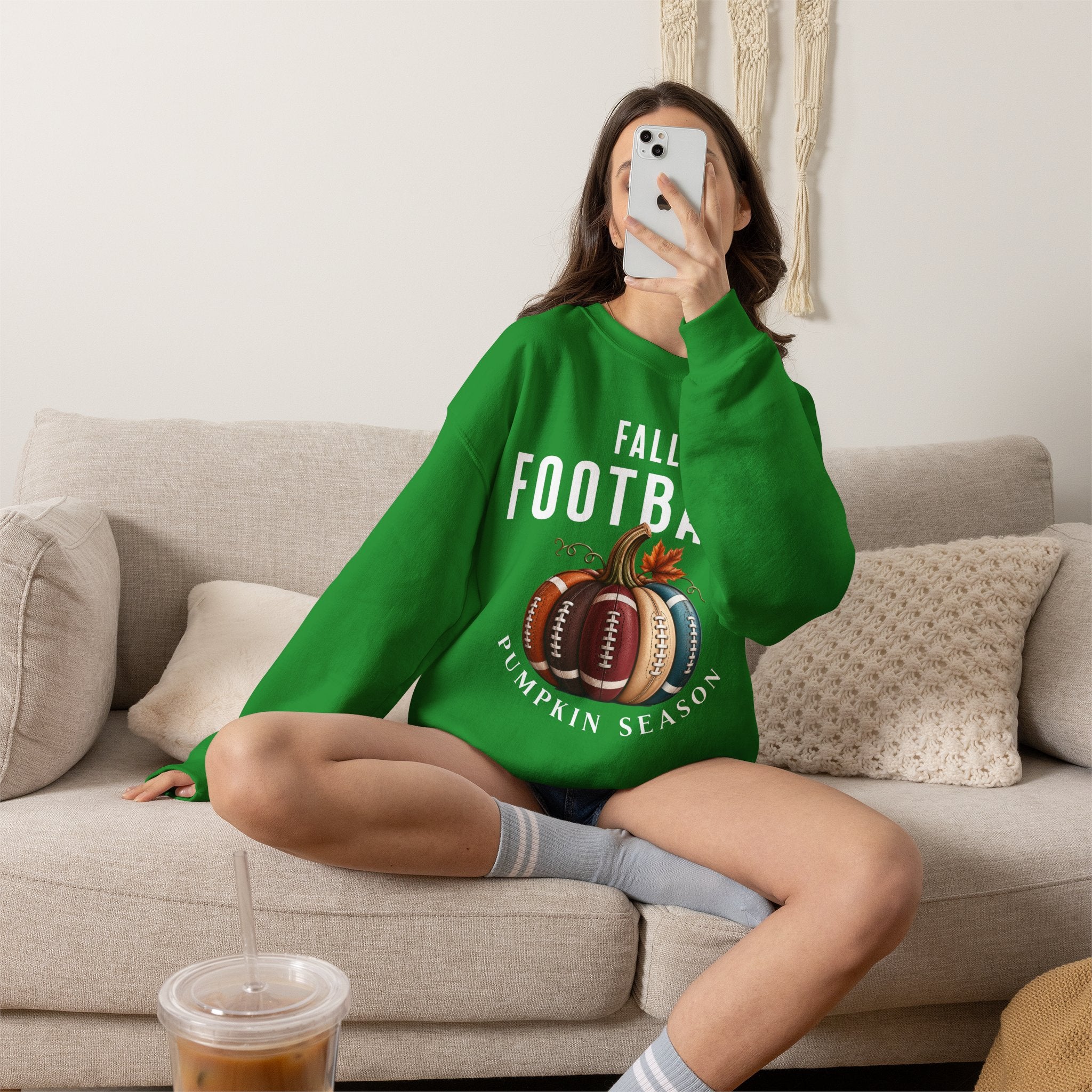 Fall Football Pumpkin Season Crewneck Sweatshirt
