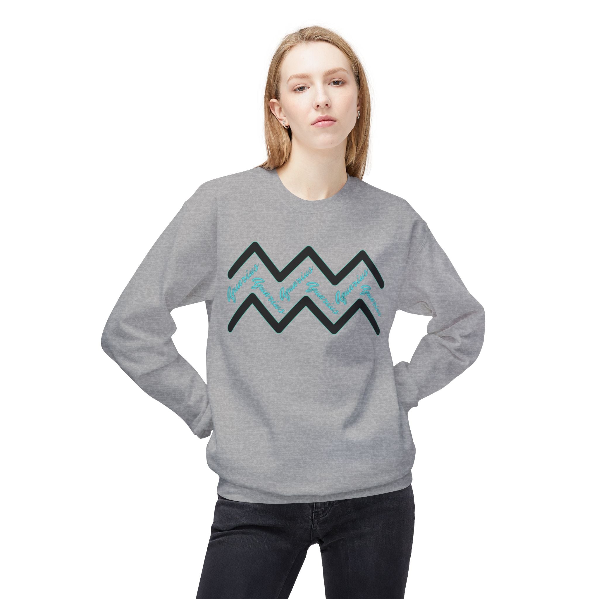 Aquarius Zodiac Crewneck Sweatshirt — Aquarius Symbol Astrological Sweatshirt