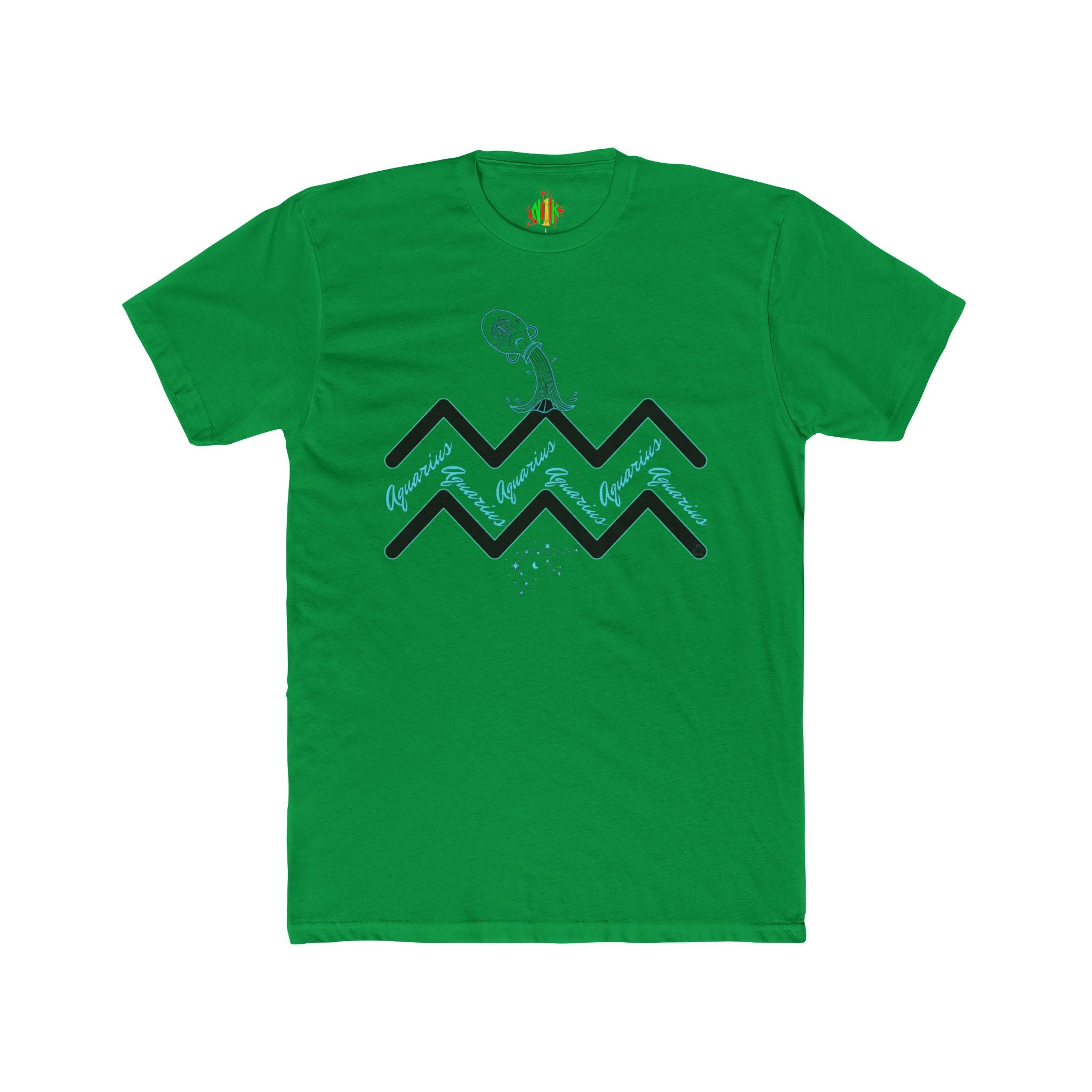 Watering Aquarius Zodiac Tee — Minimalist Wave Graphic "Aquarius" Shirt