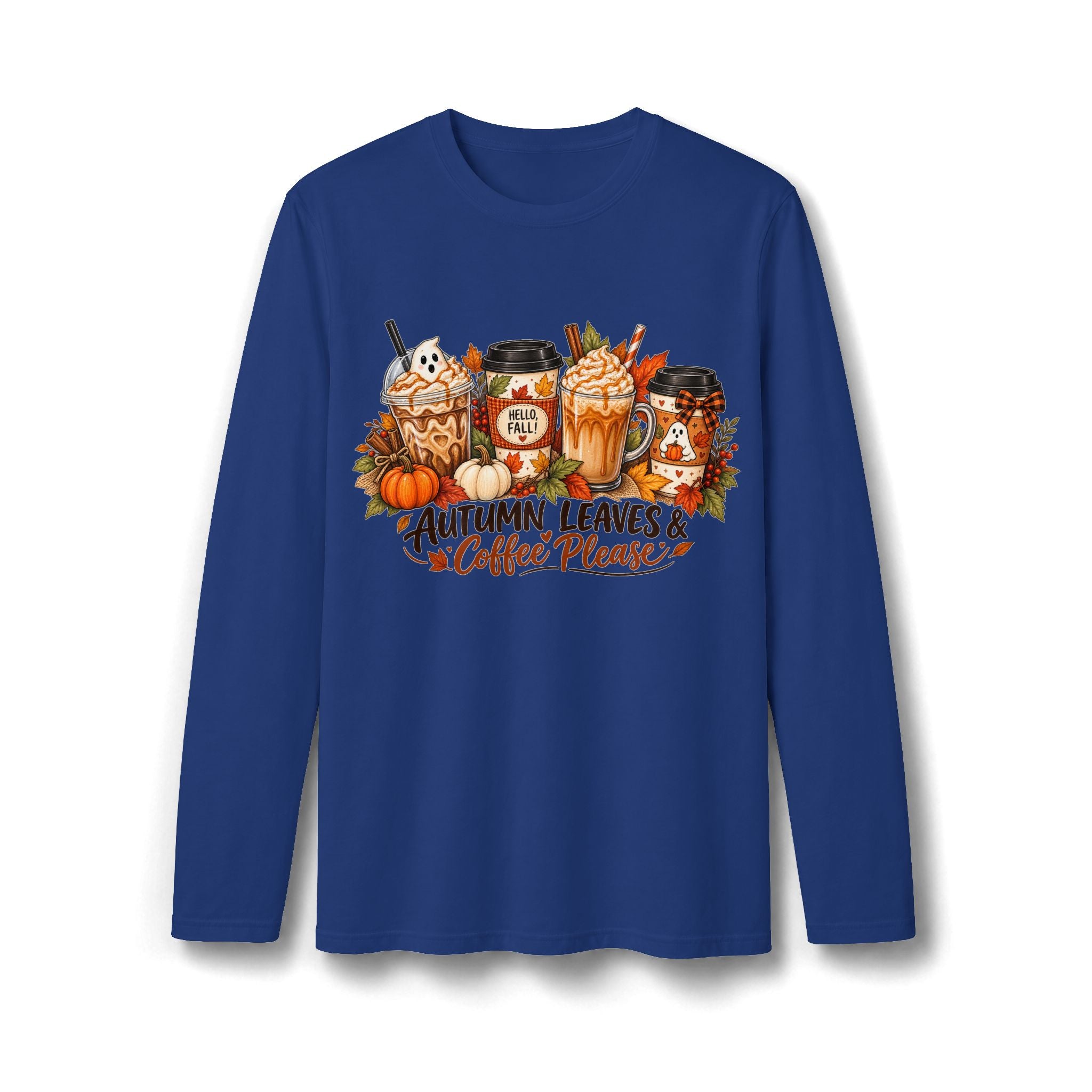 Autumn Leaves & Coffee Please Long Sleeve T-Shirt