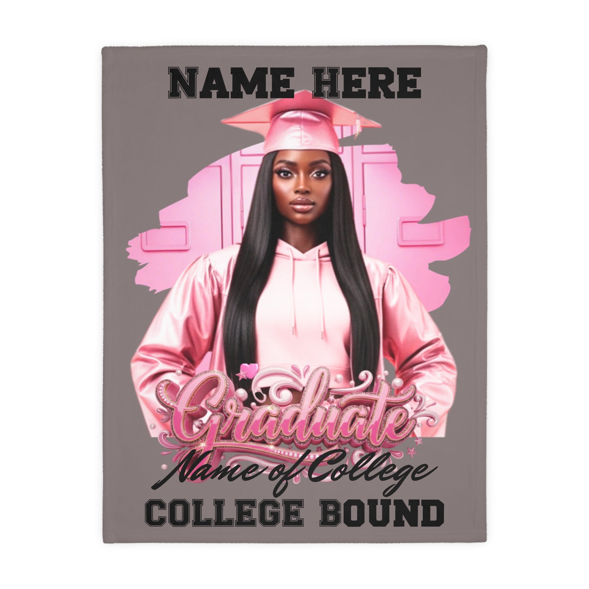 Coperta personalizzata per neo-laureato/a in partenza per il college – Aggiungi immagine, nome e design "Graduate" del college