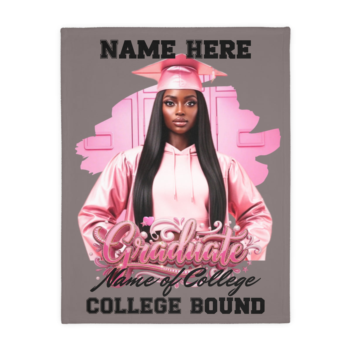 Coperta personalizzata per neo-laureato/a in partenza per il college – Aggiungi immagine, nome e design "Graduate" del college