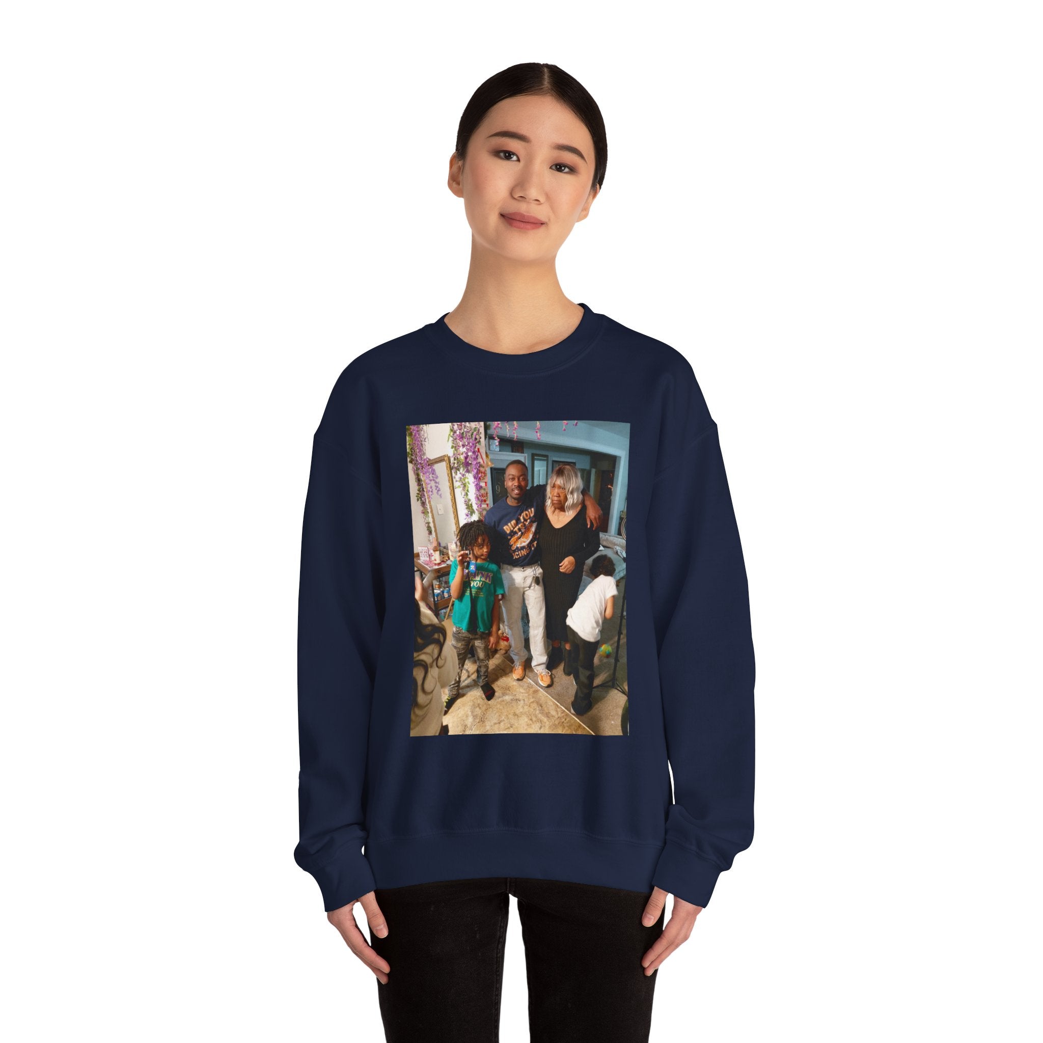 Personalized Photo Crewneck Sweatshirt — Custom Photo Front, 'Add Text' Back