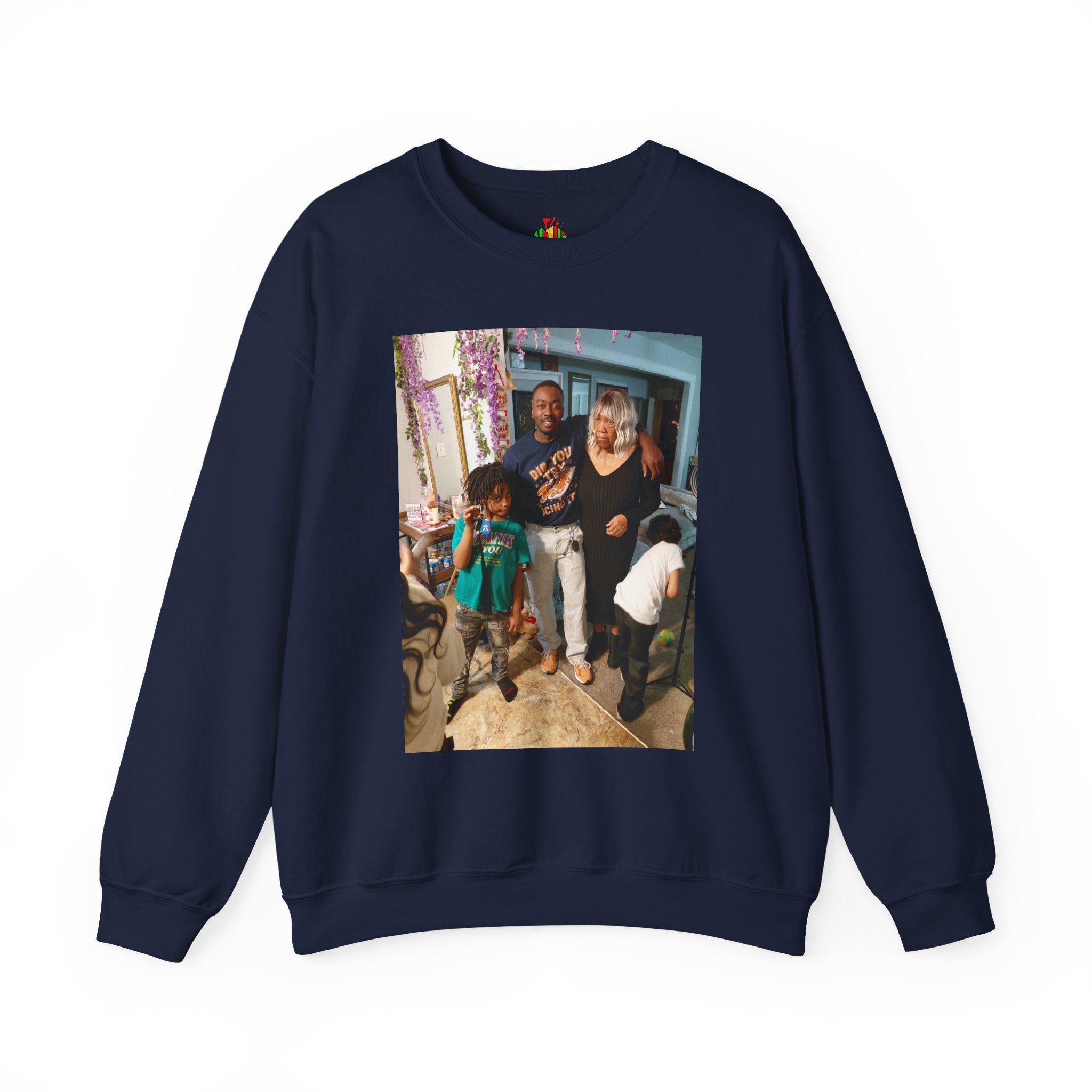 Personalized Photo Crewneck Sweatshirt — Custom Photo Front, 'Add Text' Back