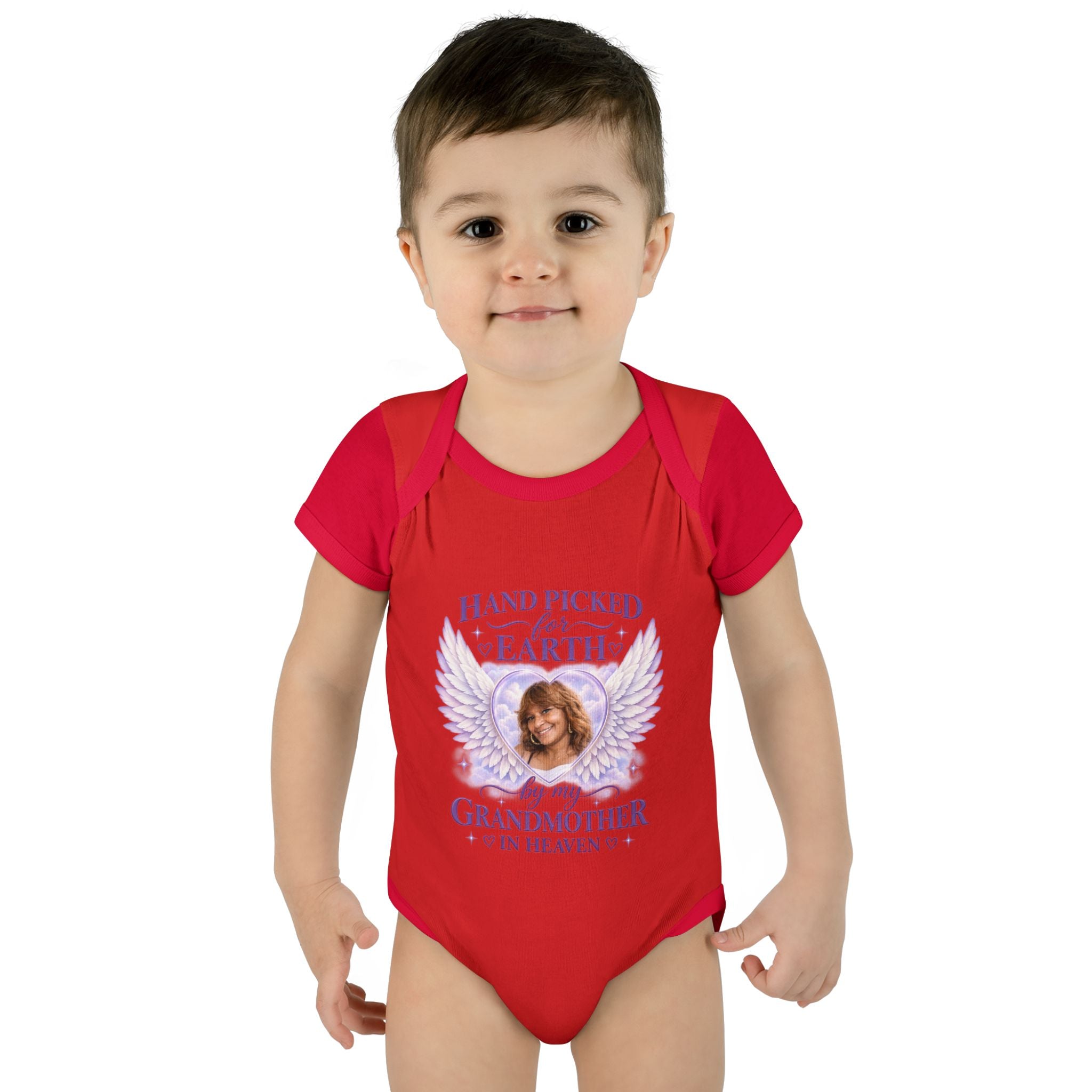 Mariah Infant Another Customized Smile Bodysuit "Handpicked for Earth by My Grandma in Heaven" – Memorial Baby Onesie