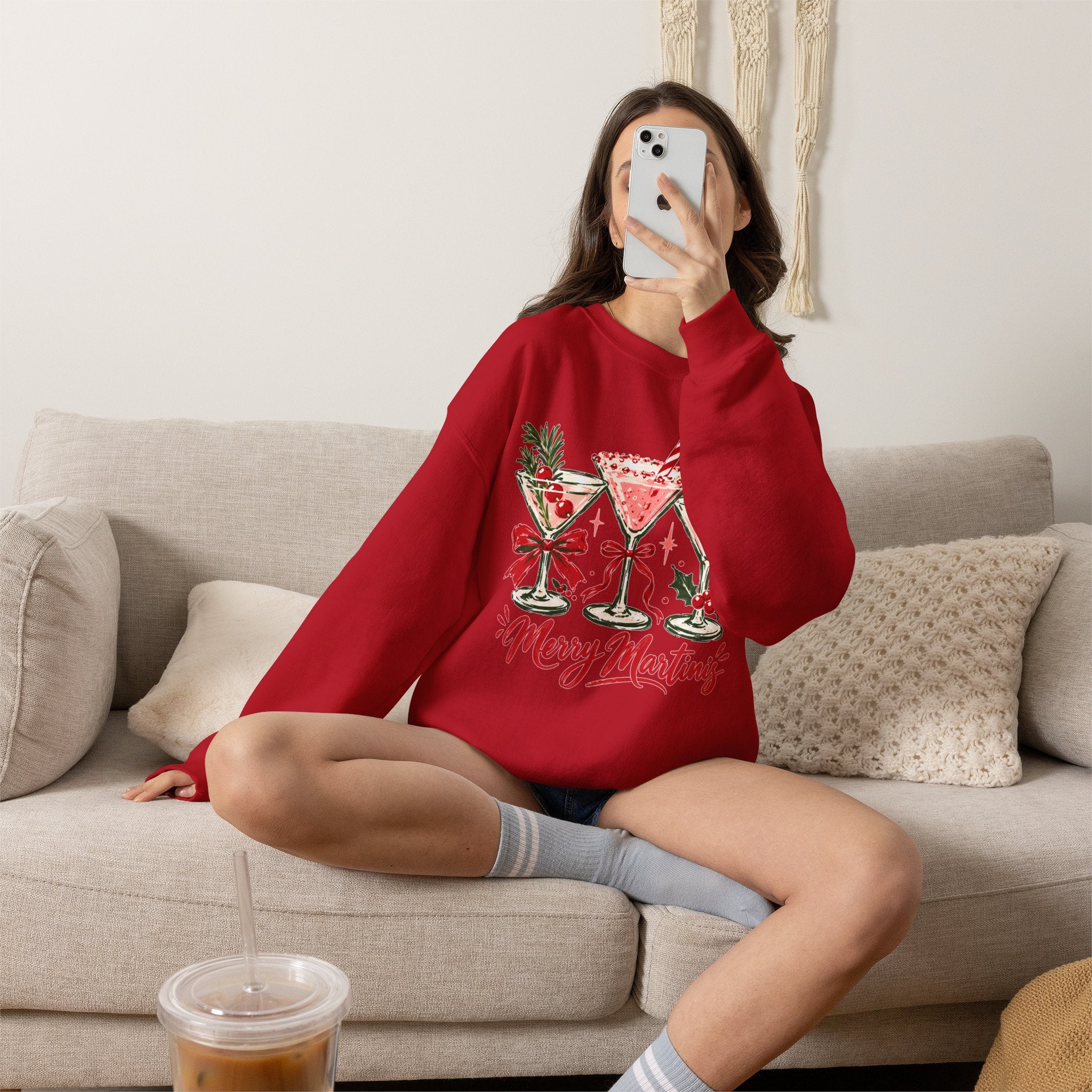 Merry Martinis Christmas Cocktail Crewneck Sweatshirt