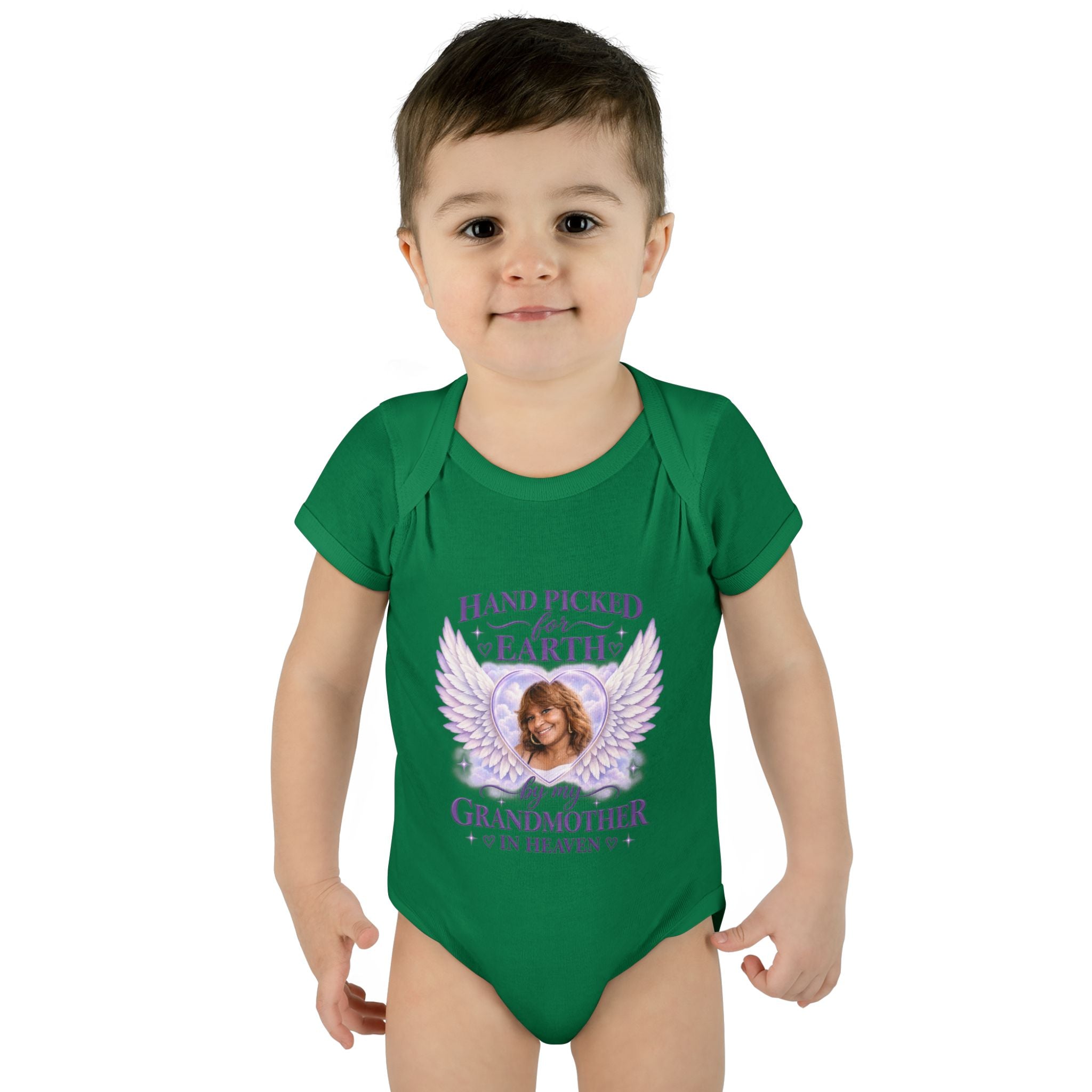 Mariah Infant Another Customized Smile Bodysuit "Handpicked for Earth by My Grandma in Heaven" – Memorial Baby Onesie