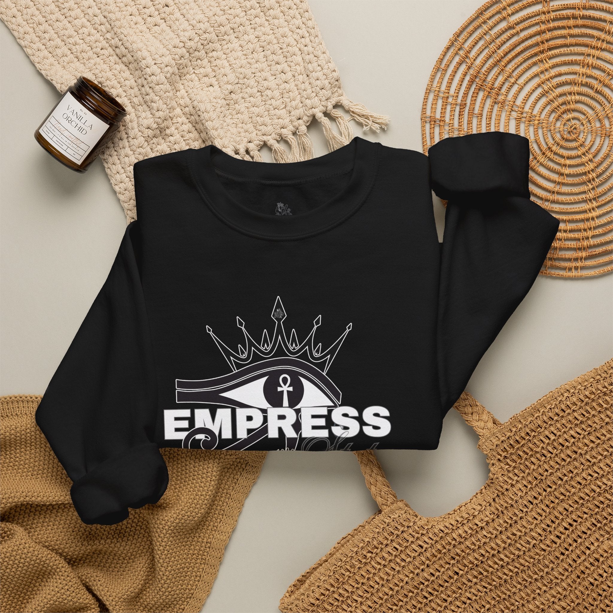 Eye of Horus Crown Empress Sweatshirt — Egyptian Protective Symbol Tee