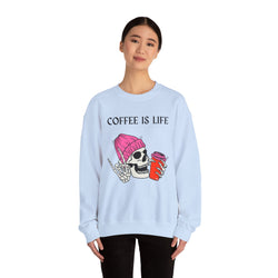 Skeleton Coffee Is Life Unisex Heavy Blend™ Crewneck Sweatshirt