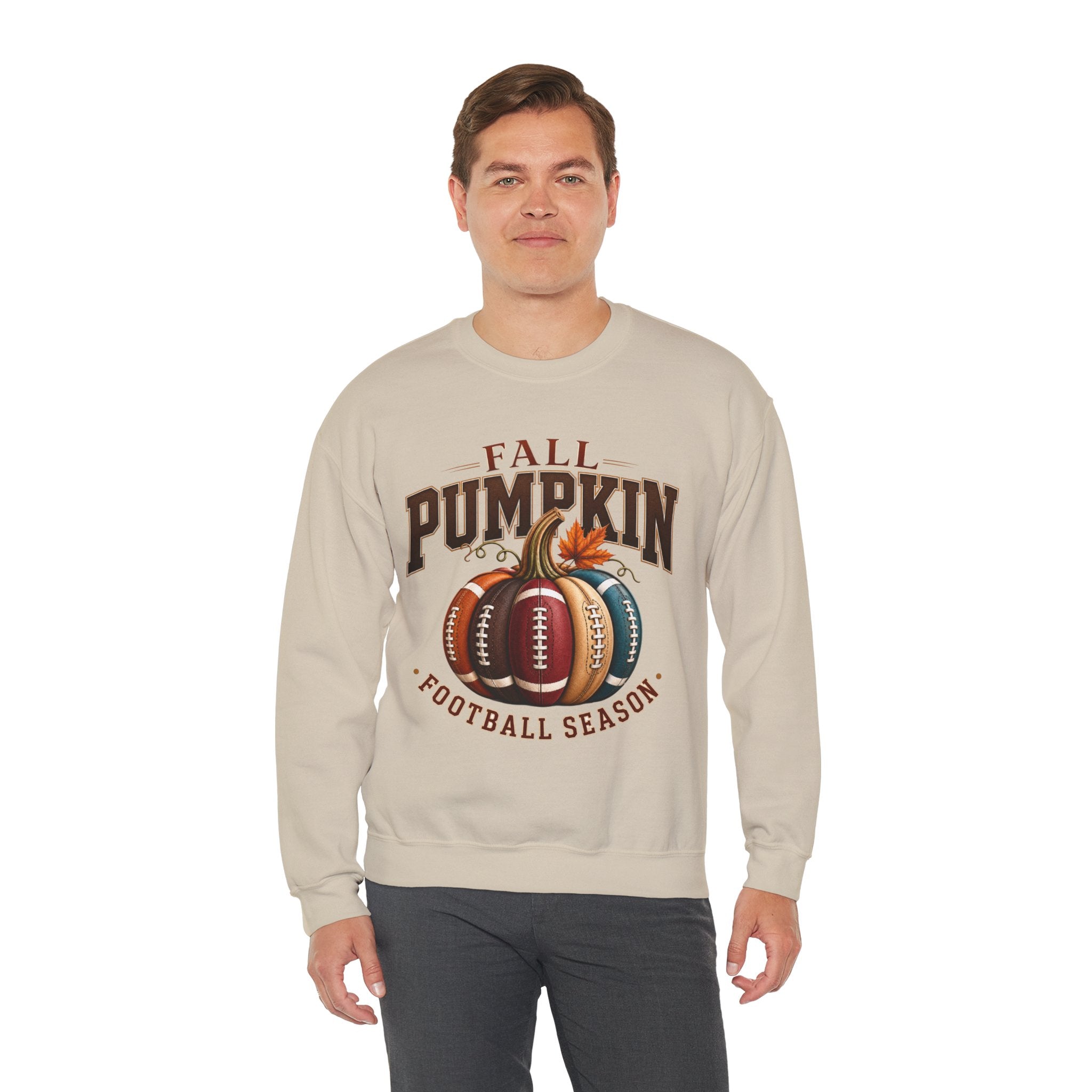 Fall Pumpkin Football Season Crewneck Sweatshirt