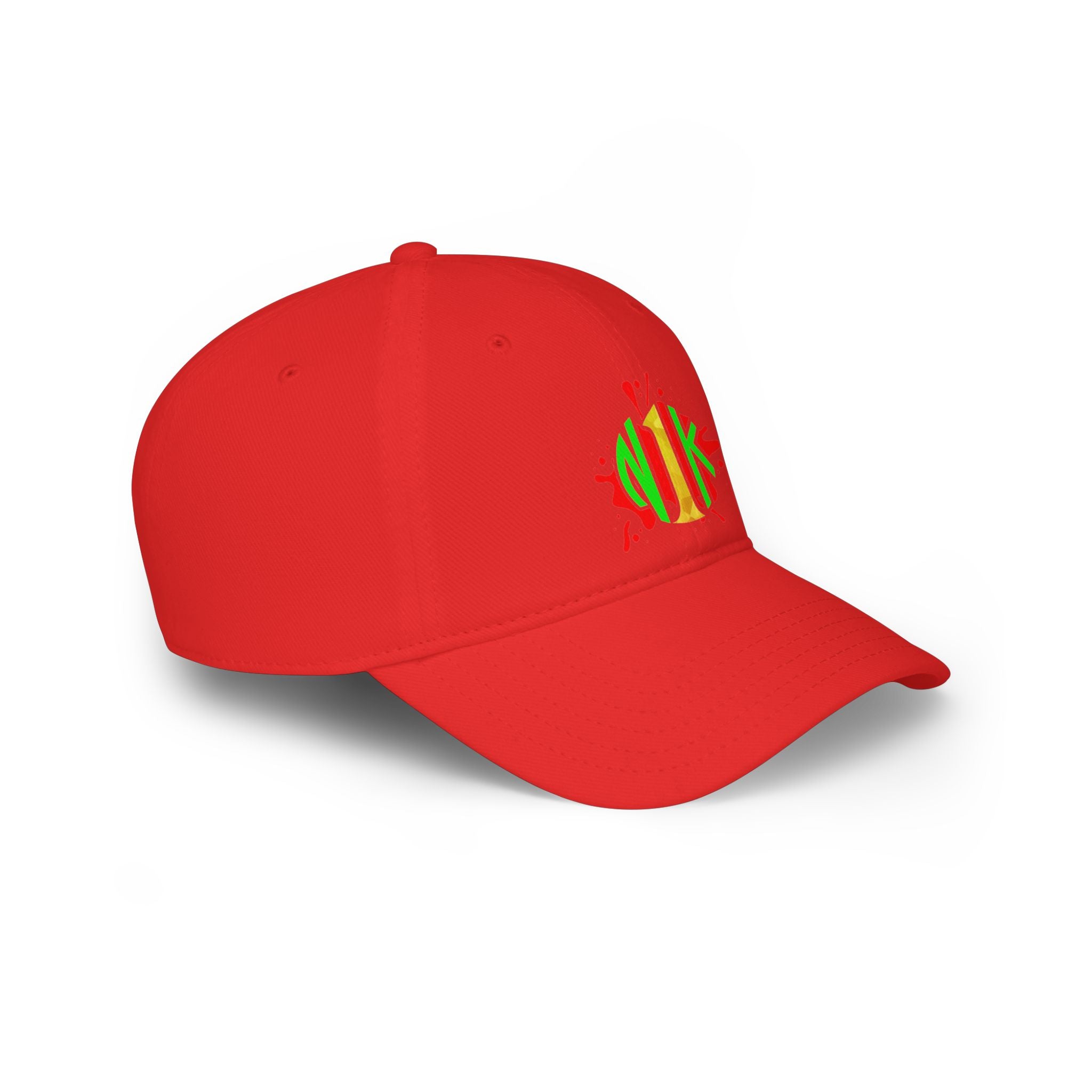 Custom Logo Low Profile Baseball Cap — Retro Splash Embroidered Logo