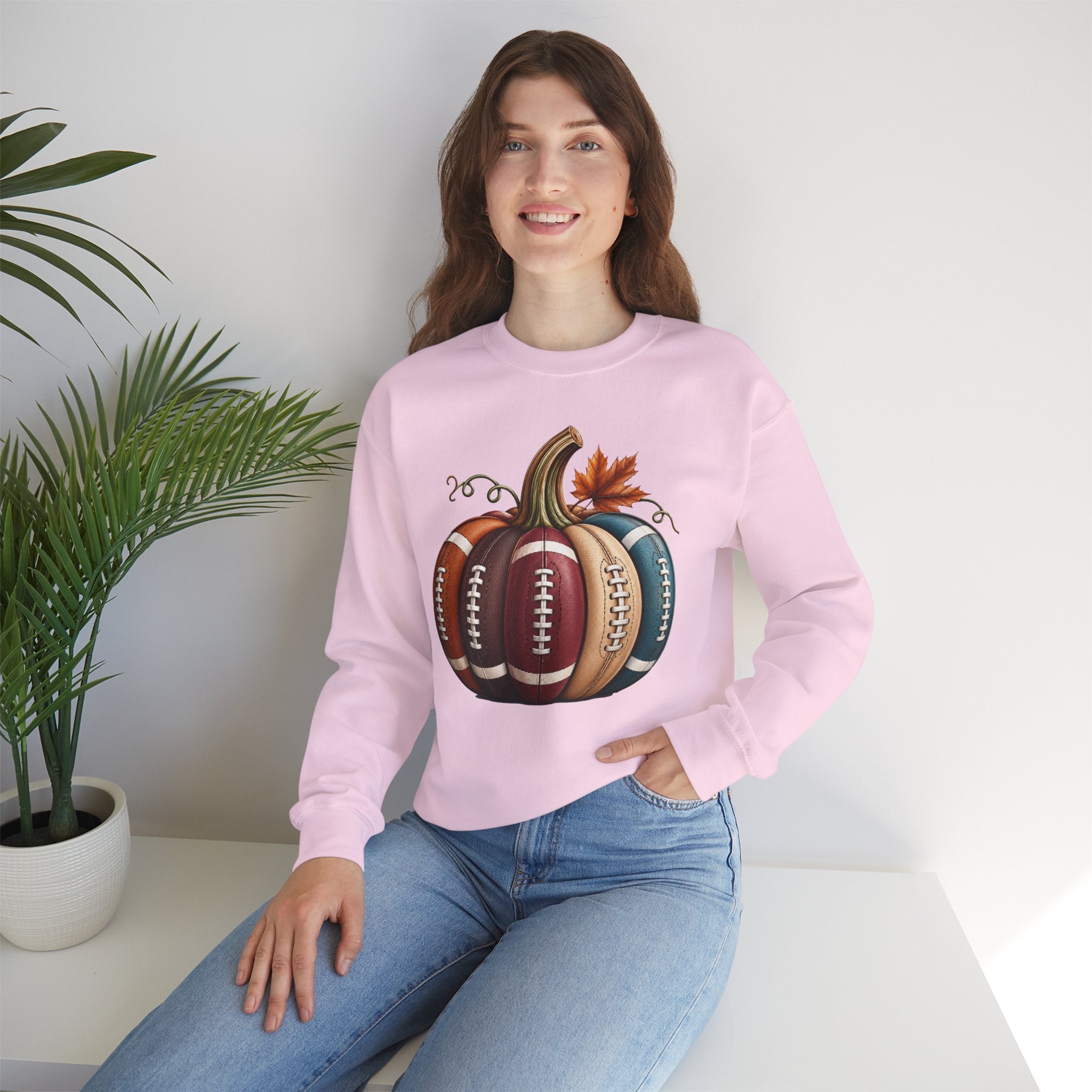 Fall Football Pumpkin Crewneck Sweatshirt