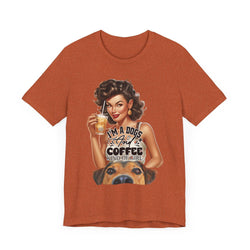 Coffee drinking Dog Mom Unisex Jersey Short Sleeve Tee